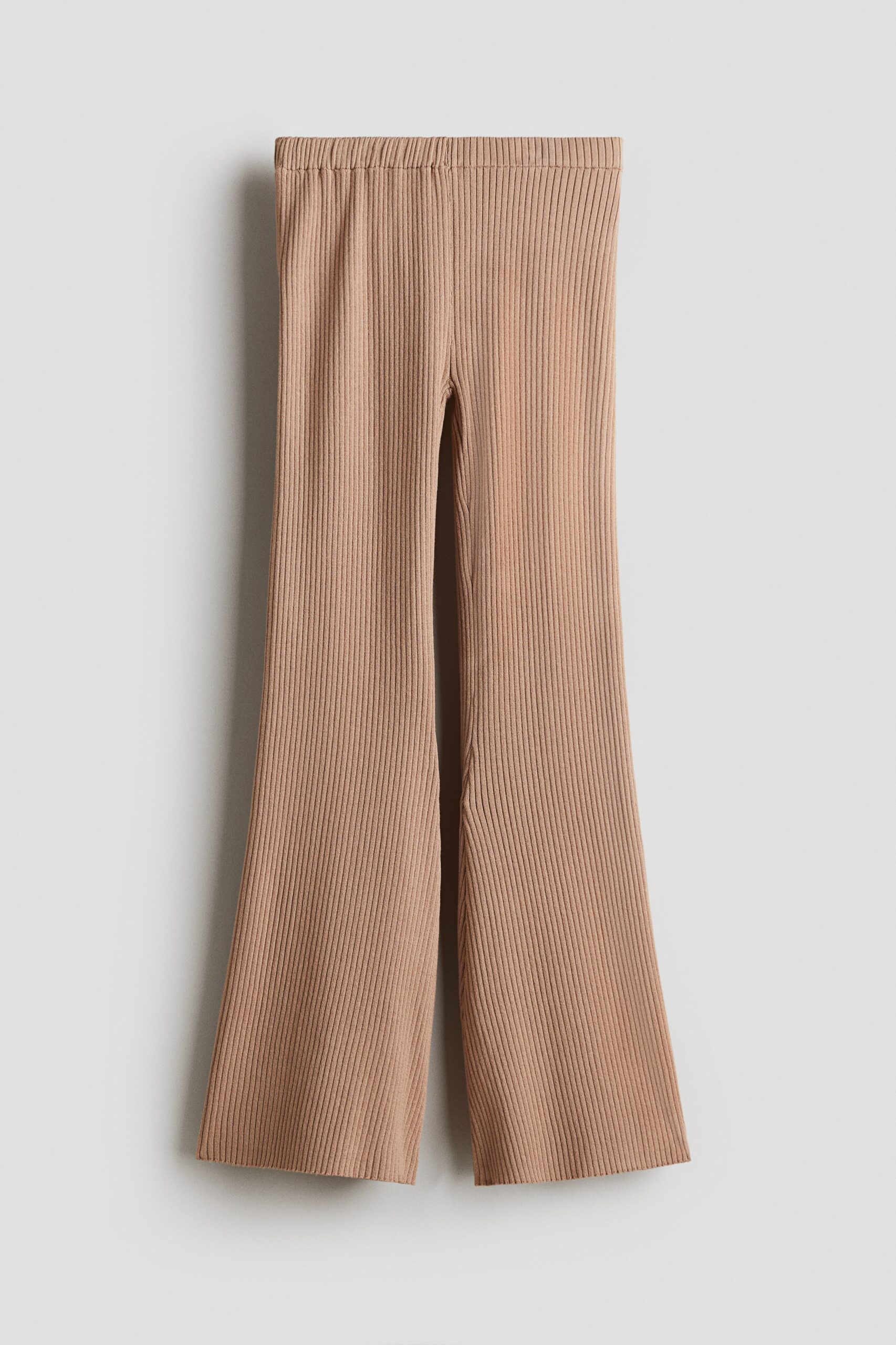 H & M - Ribgebreide flared broek - Beige