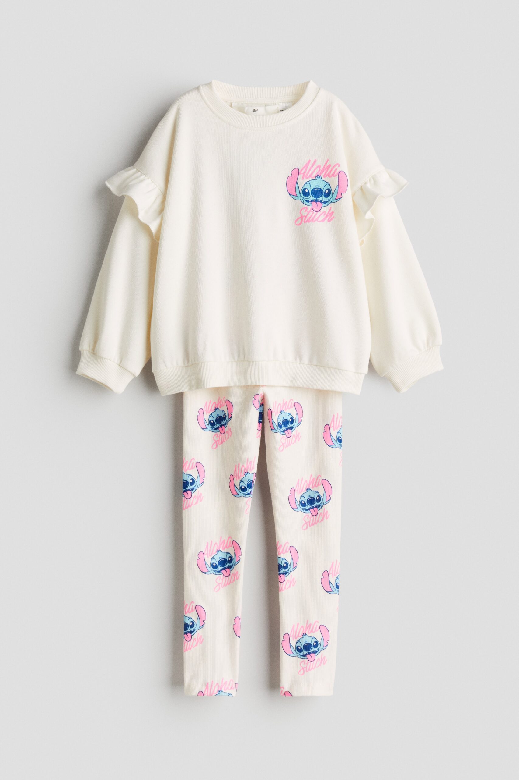H & M - Tweedelige katoenen set - Wit/Lilo & Stitch