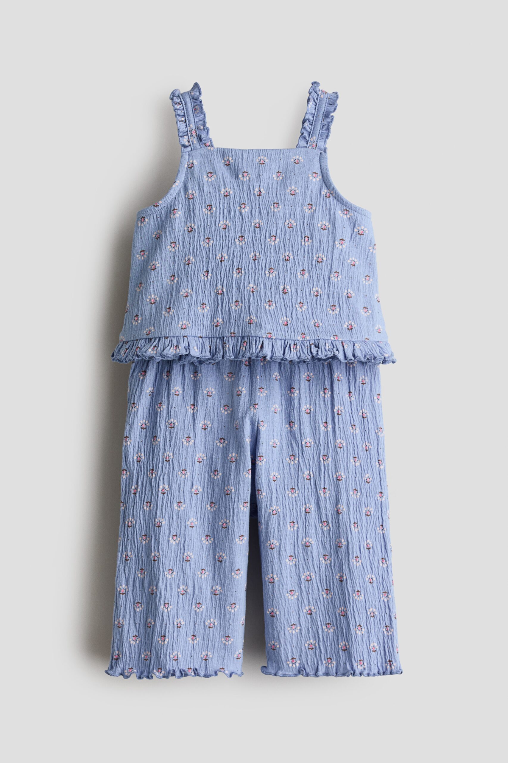 H & M - Tweedelige katoenen set met print - Lichtblauw/Bloemen
