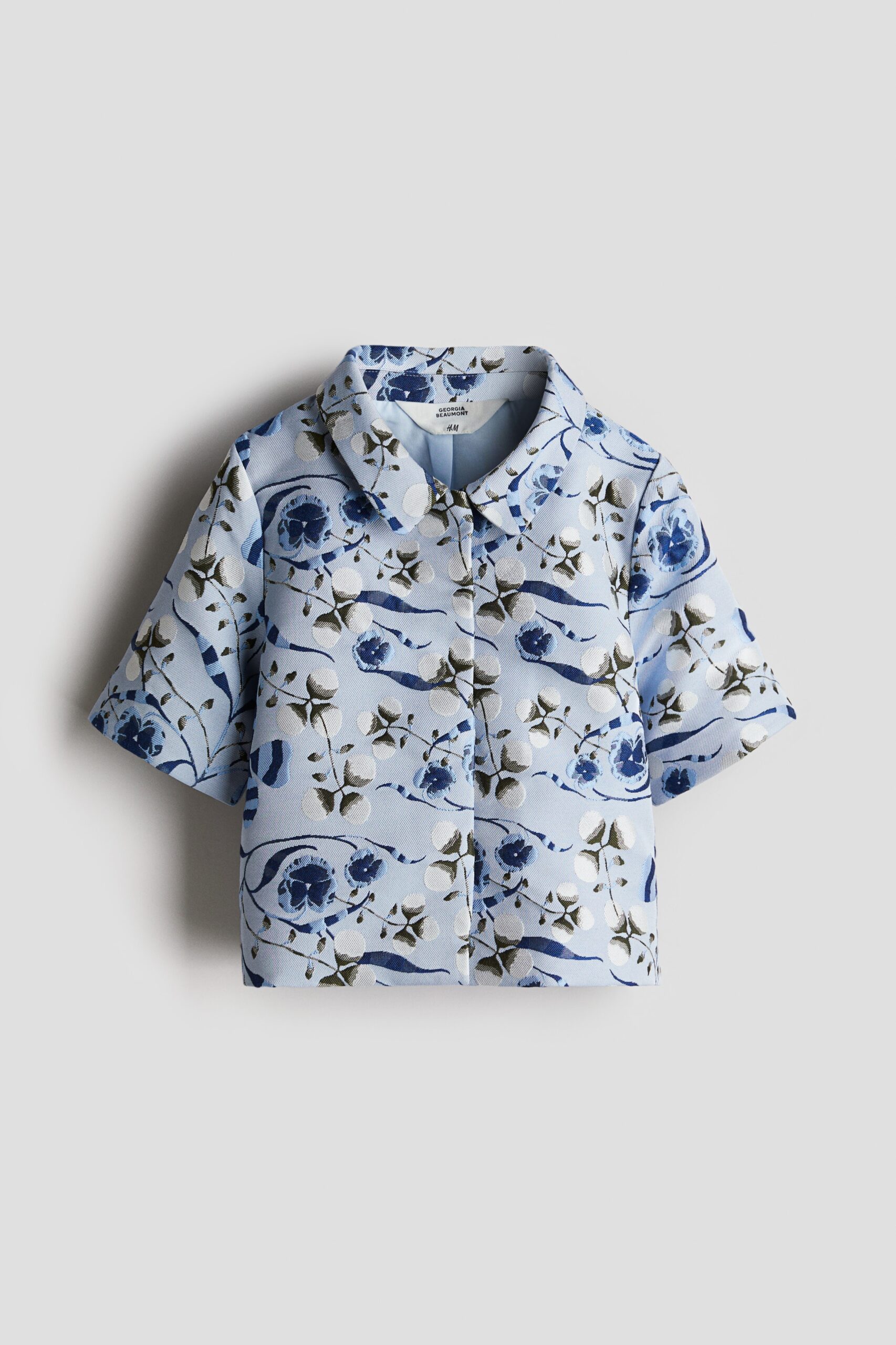 H & M - Jacquardgeweven blazer - Blauw/Bloemen
