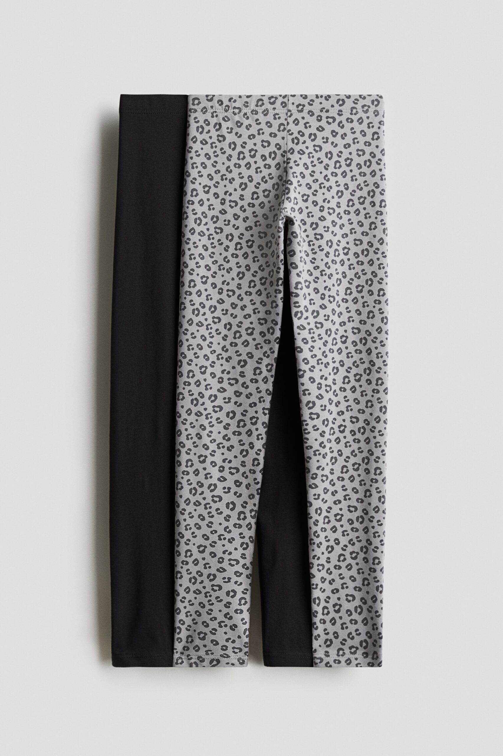 H & M - Set van 2 katoenen leggings - Zwart/Grijs Luipaarddessin
