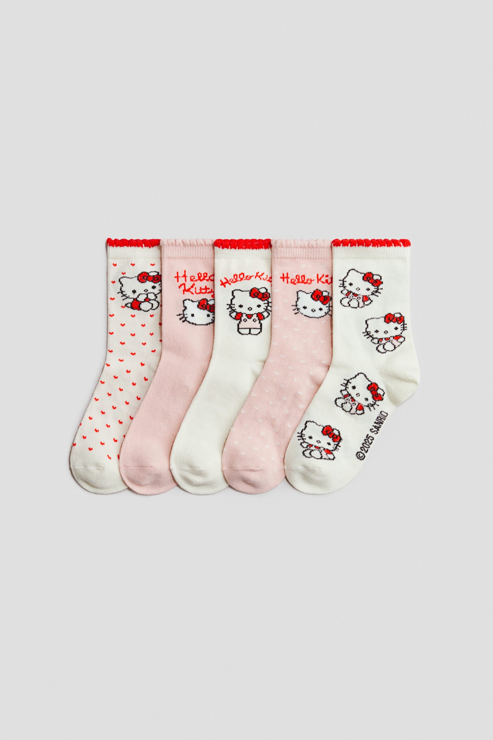 H & M - 5 paar sokken met motief - Wit/Hello Kitty
