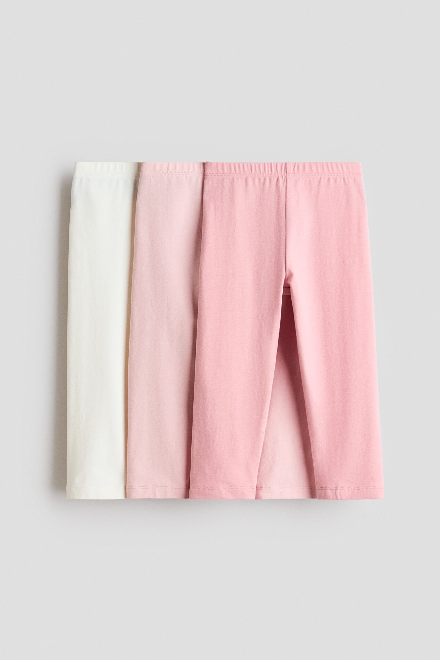 H & M - Set van 3 katoenen leggings - Lichtroze/Wit