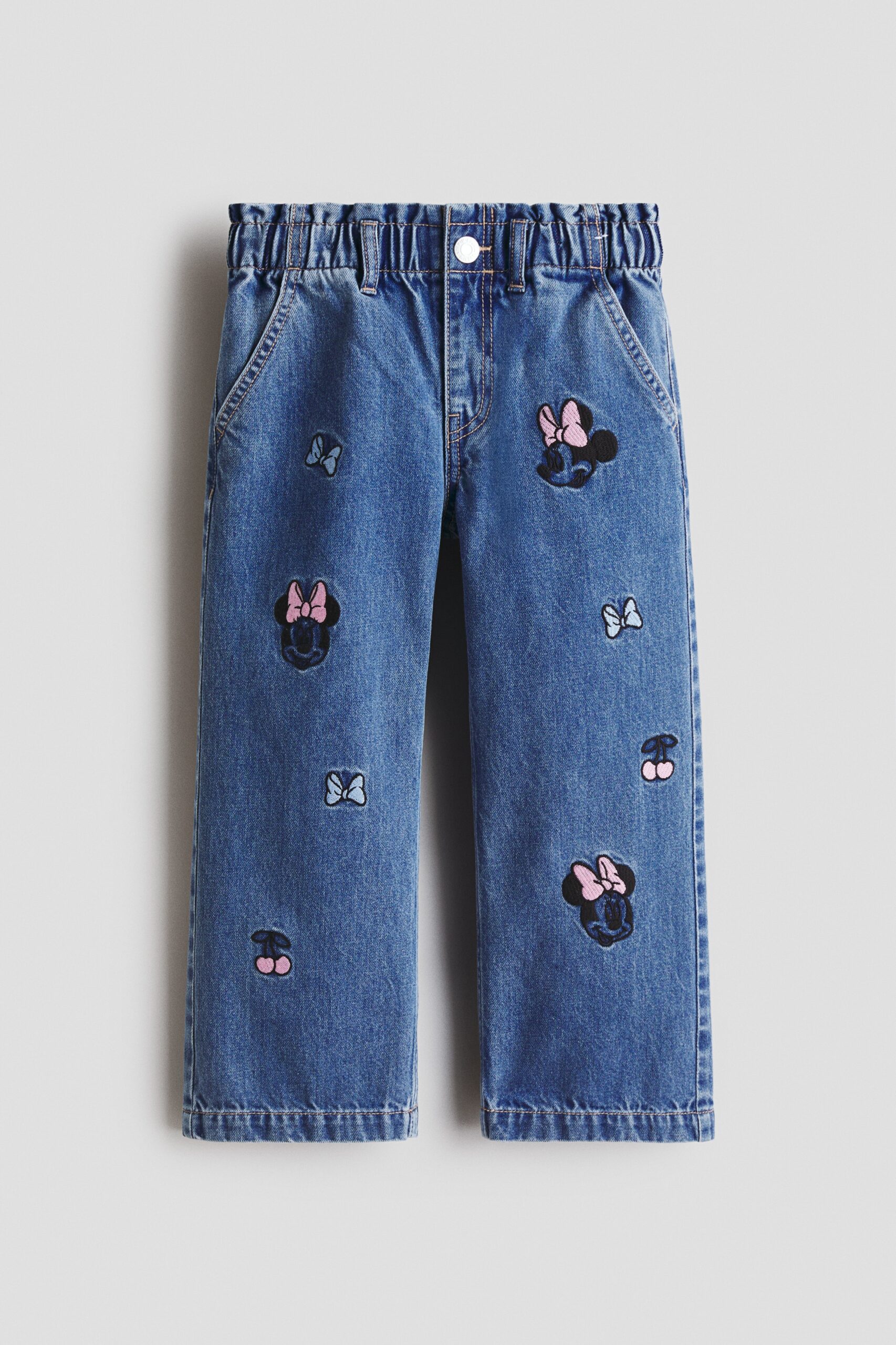H & M - Wide Leg jeans met motieven - Denimblauw/Minnie Mouse