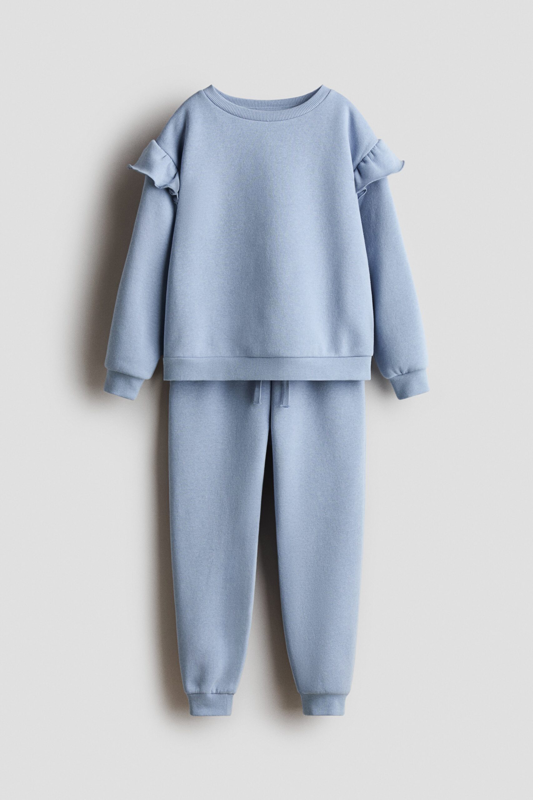 H & M - Tweedelige set van joggingstof - Dusty Lichtblauw