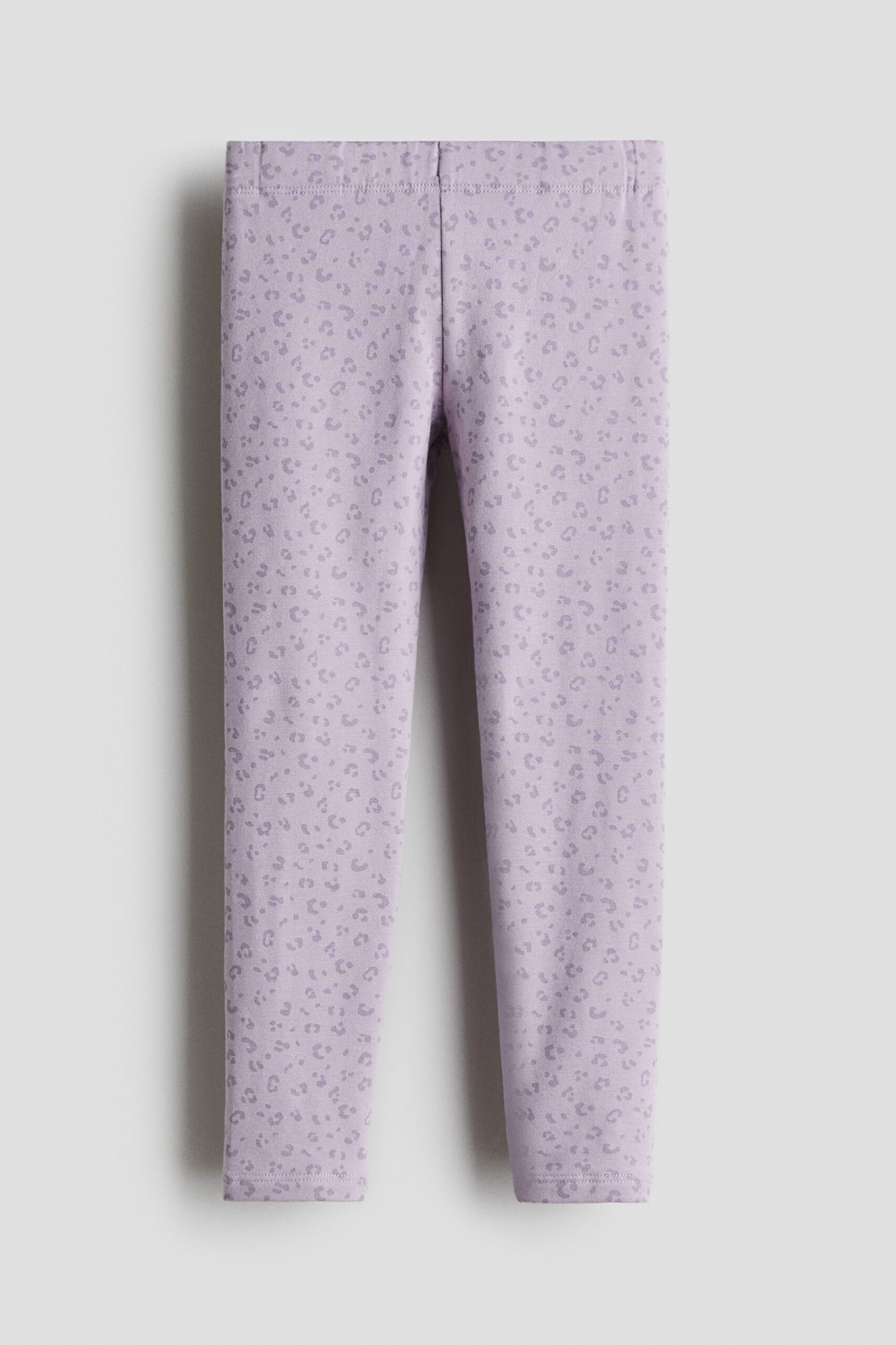 H & M - Legging met geruwde binnenkant - Lila/Luipaarddessin