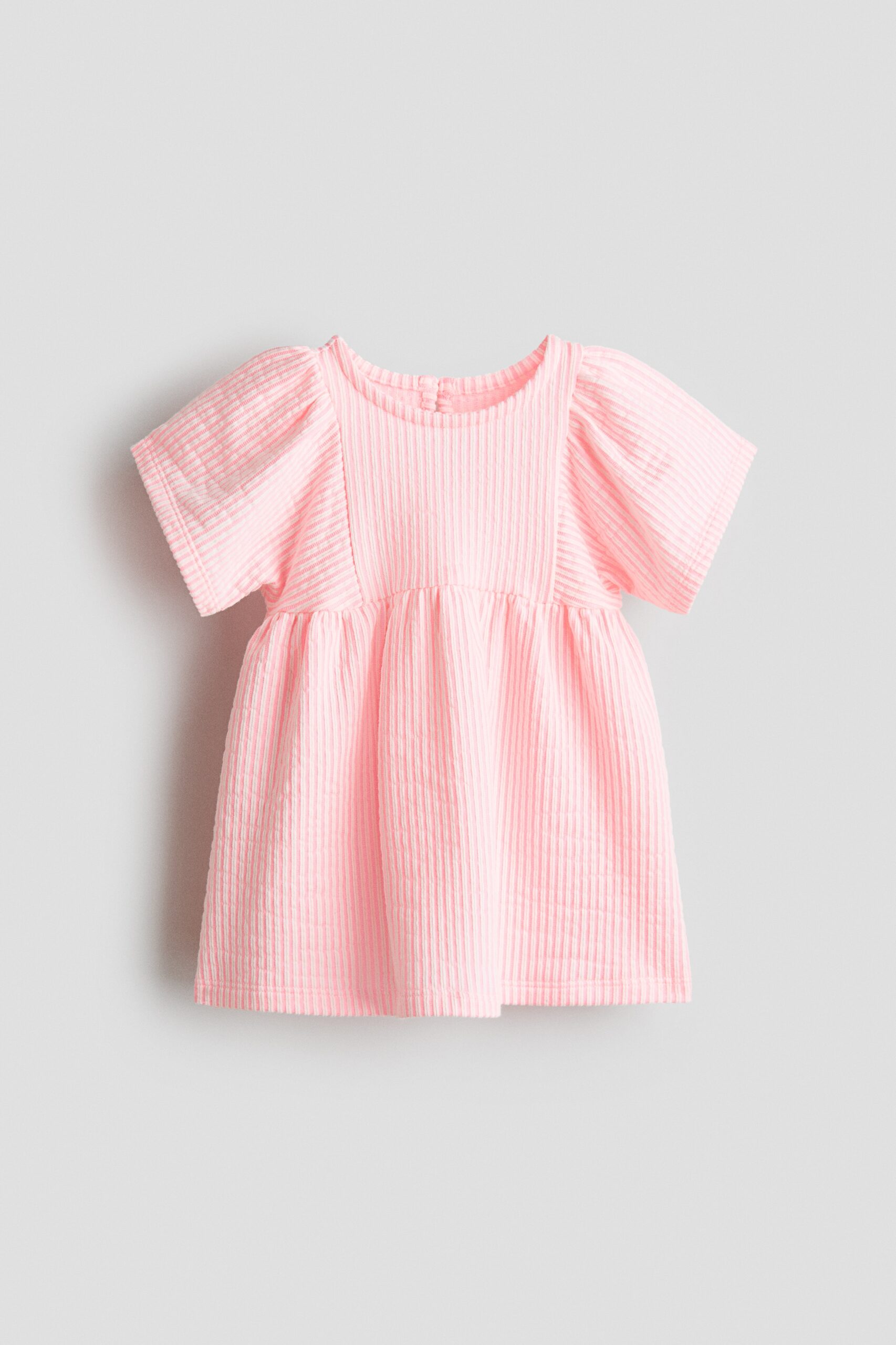 H & M - Tricot jurk met print - Lichtroze/Wit Gestreept