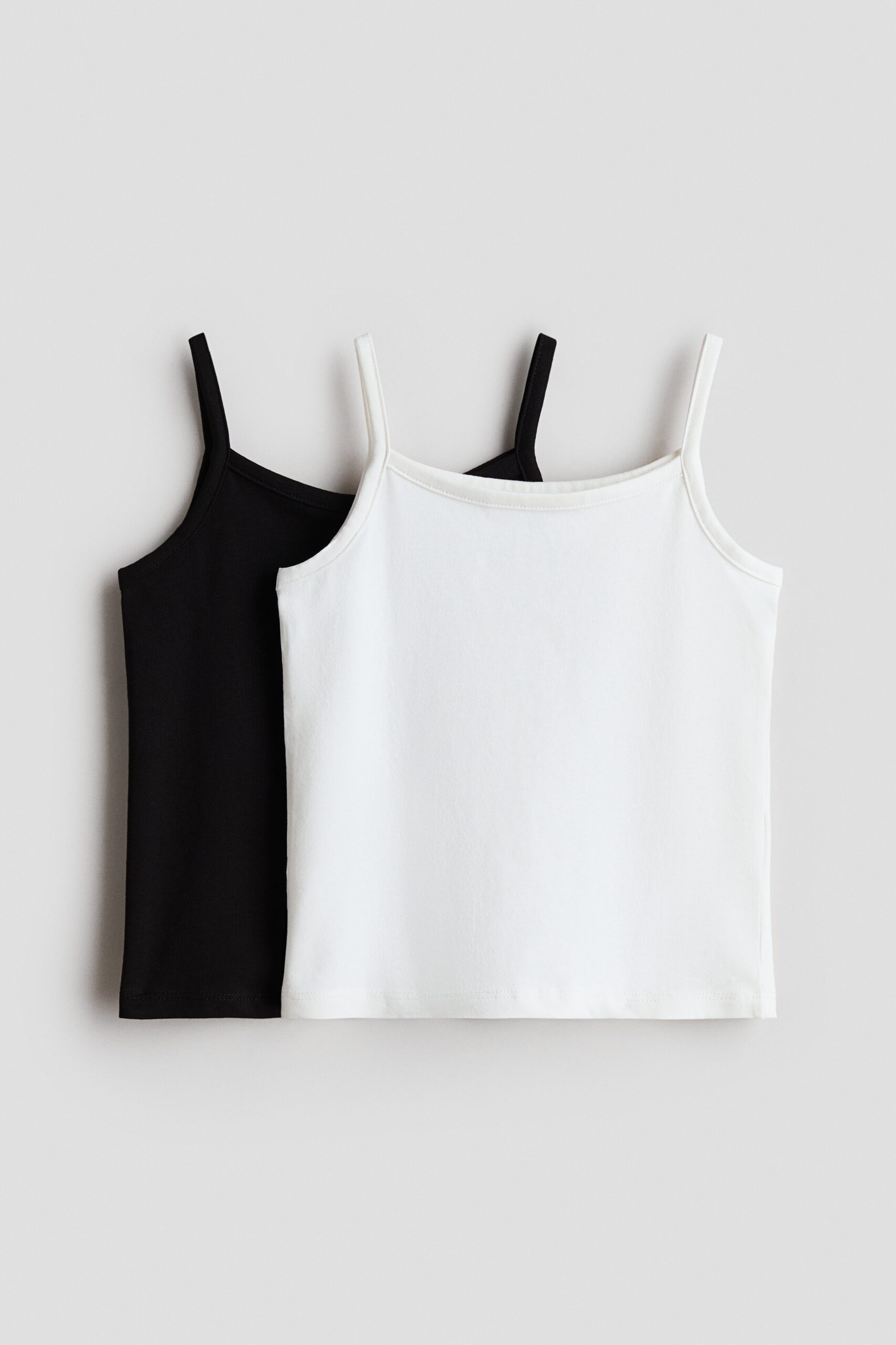 H & M - Set van 2 katoenen straptops - Zwart