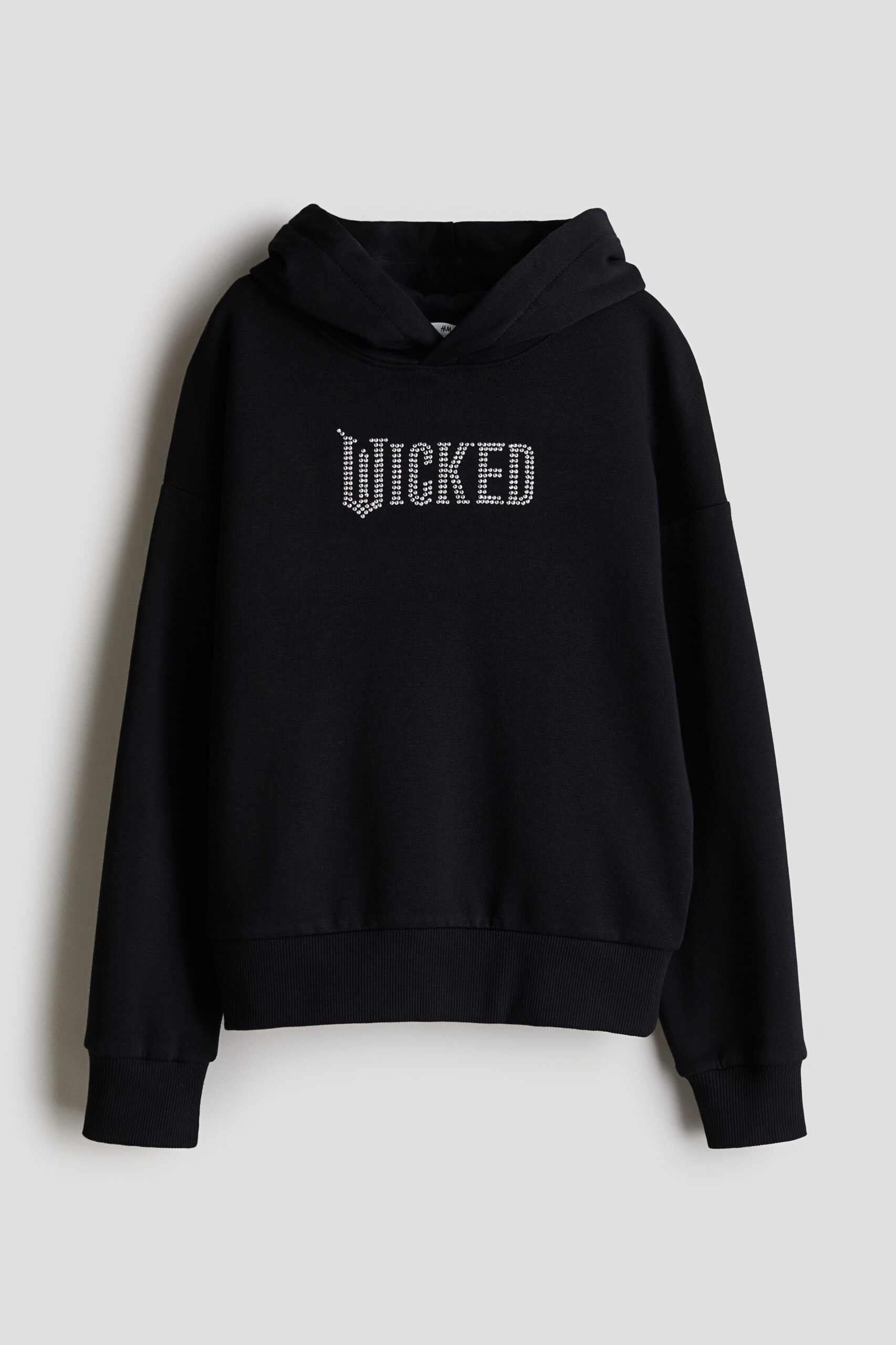 H & M - Oversized capuchonsweater met print - Zwart/Wicked