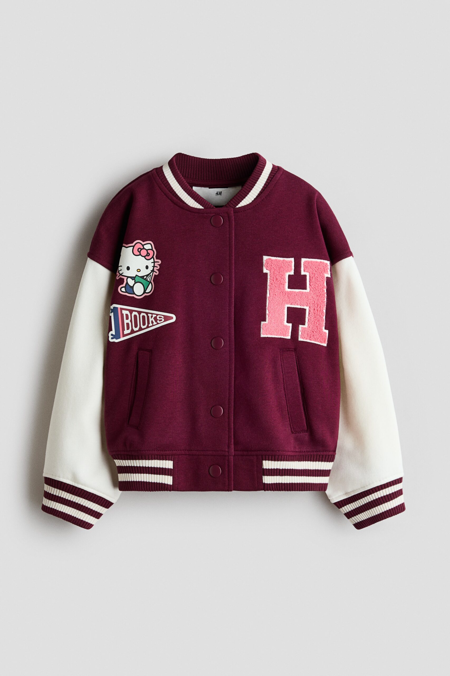 H & M - Oversized baseballjack met motieven - Donkerrood/Hello Kitty