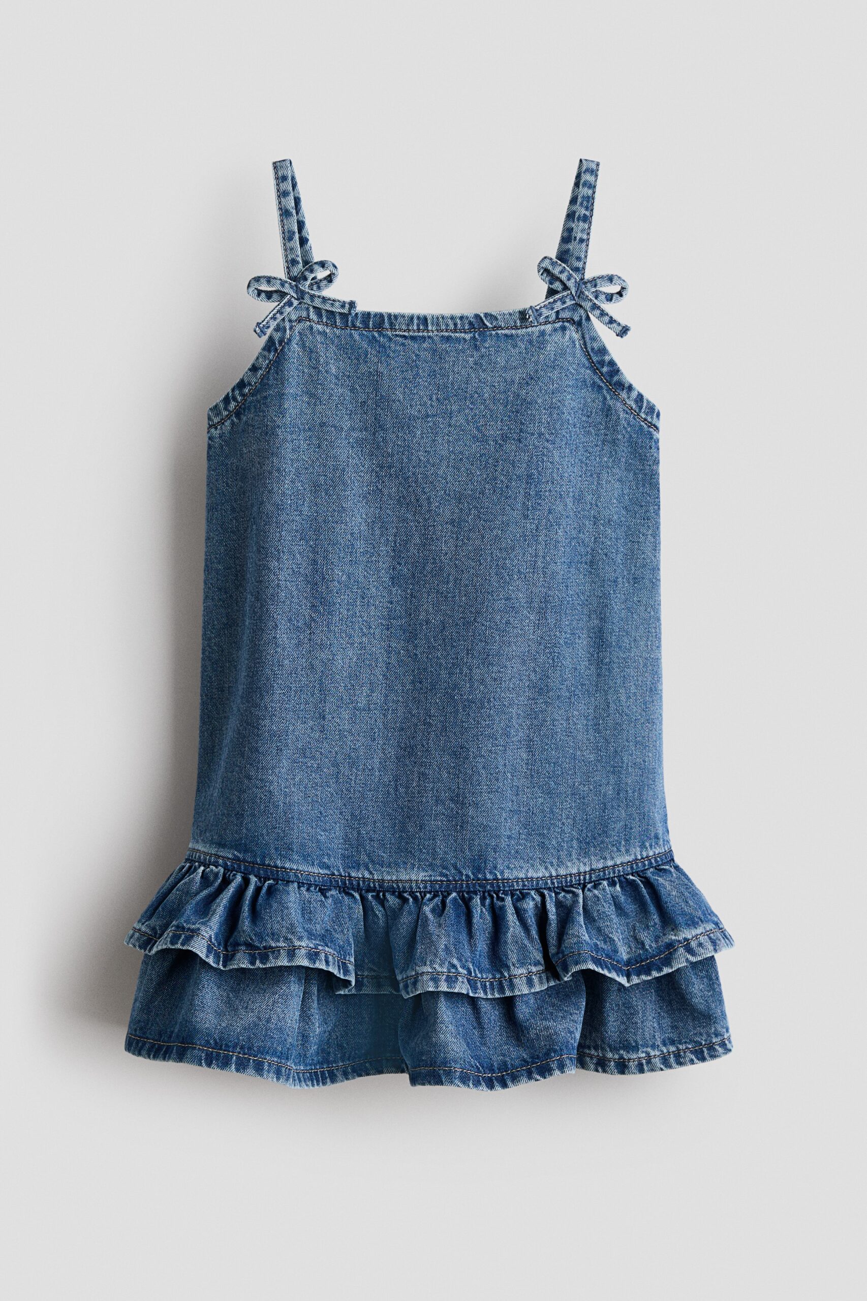 H & M - Denim jurk met strikjes - Denimblauw