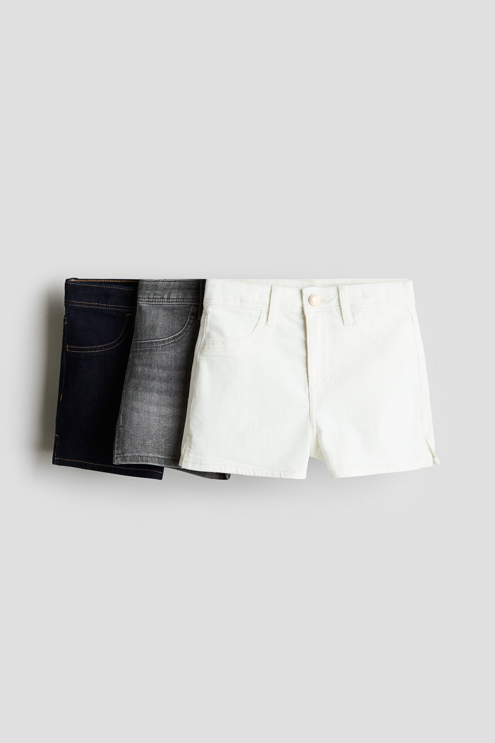 H & M - Set van 3 denim shorts - Donker Denimblauw/Wit