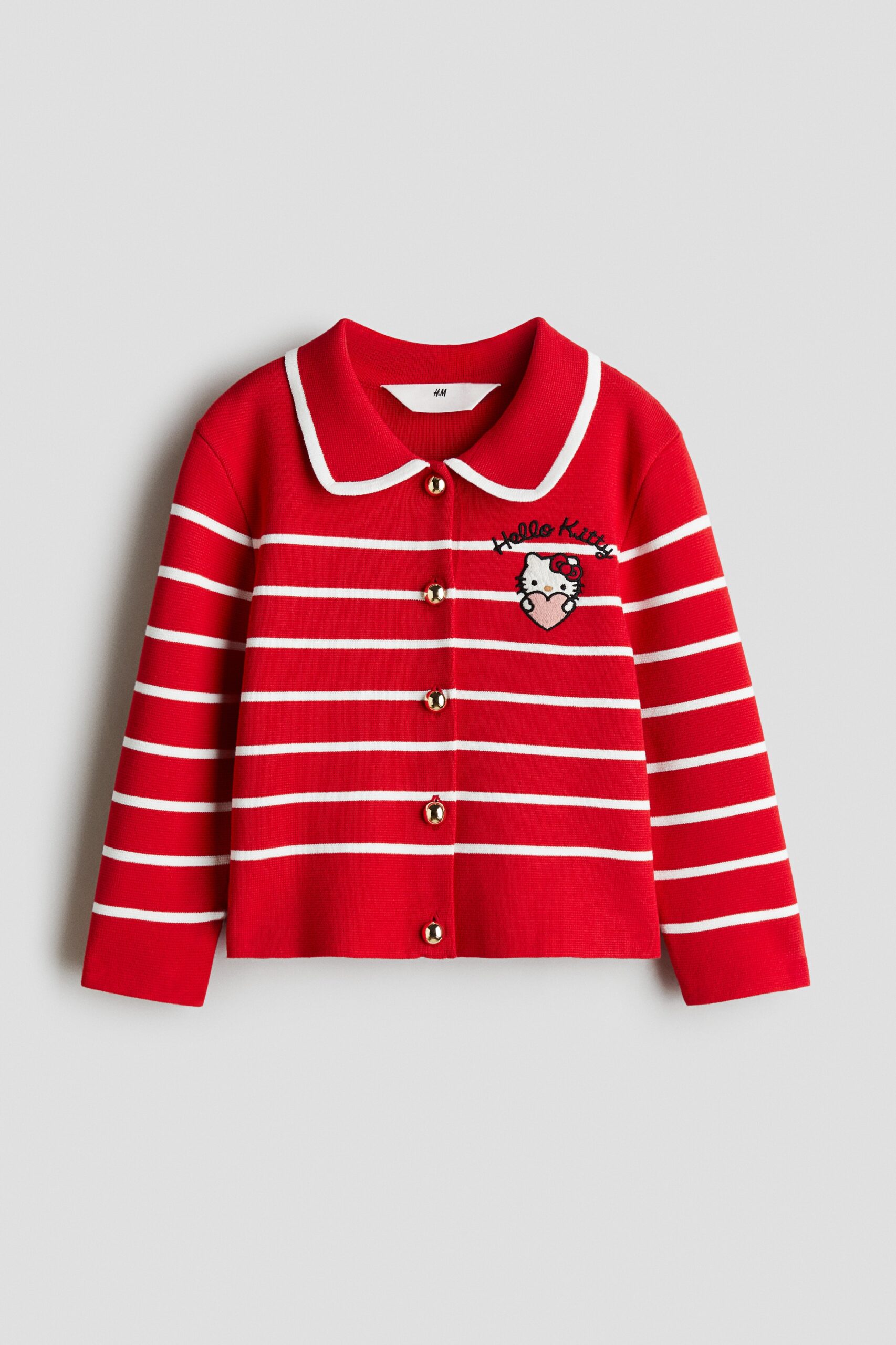 H & M - Gebreid vest met borduursel - Rood/Hello Kitty