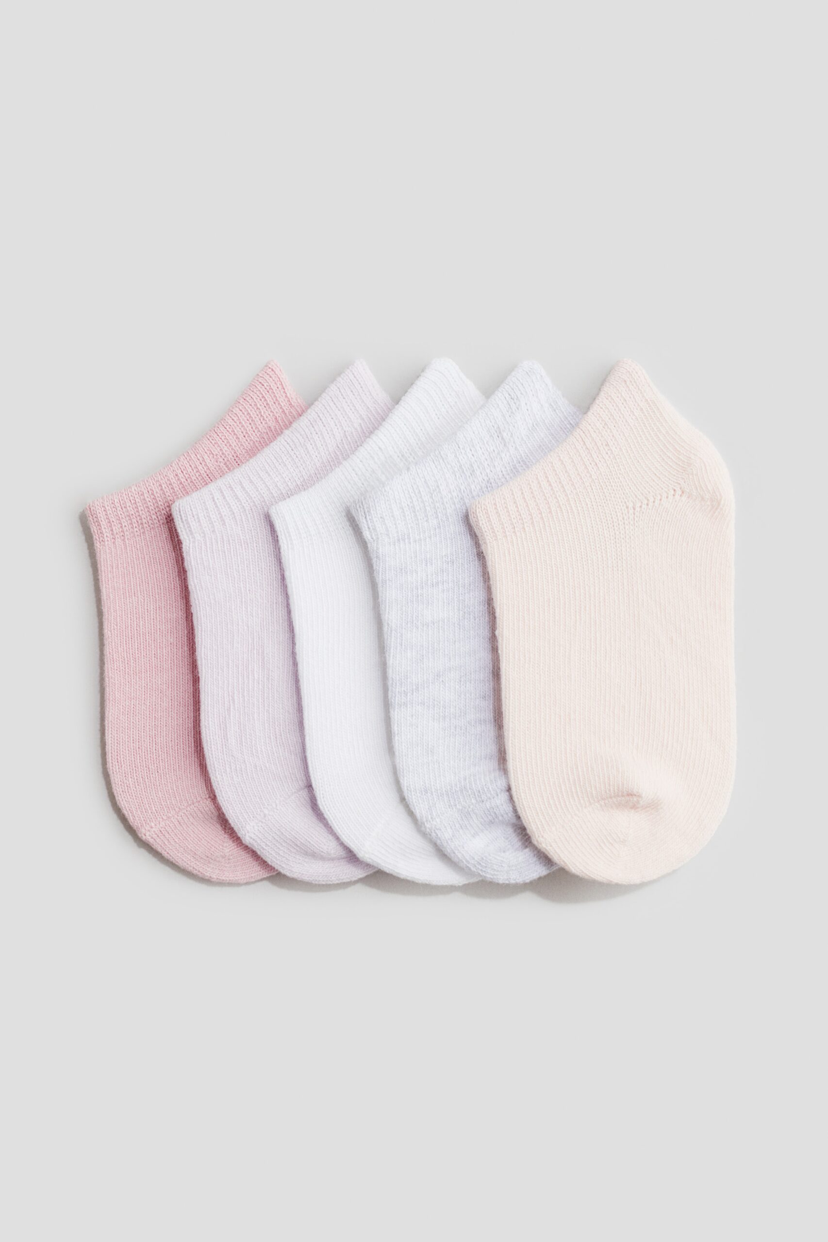 H & M - 5 paar enkelsokken - Roze/Lichtgrijs