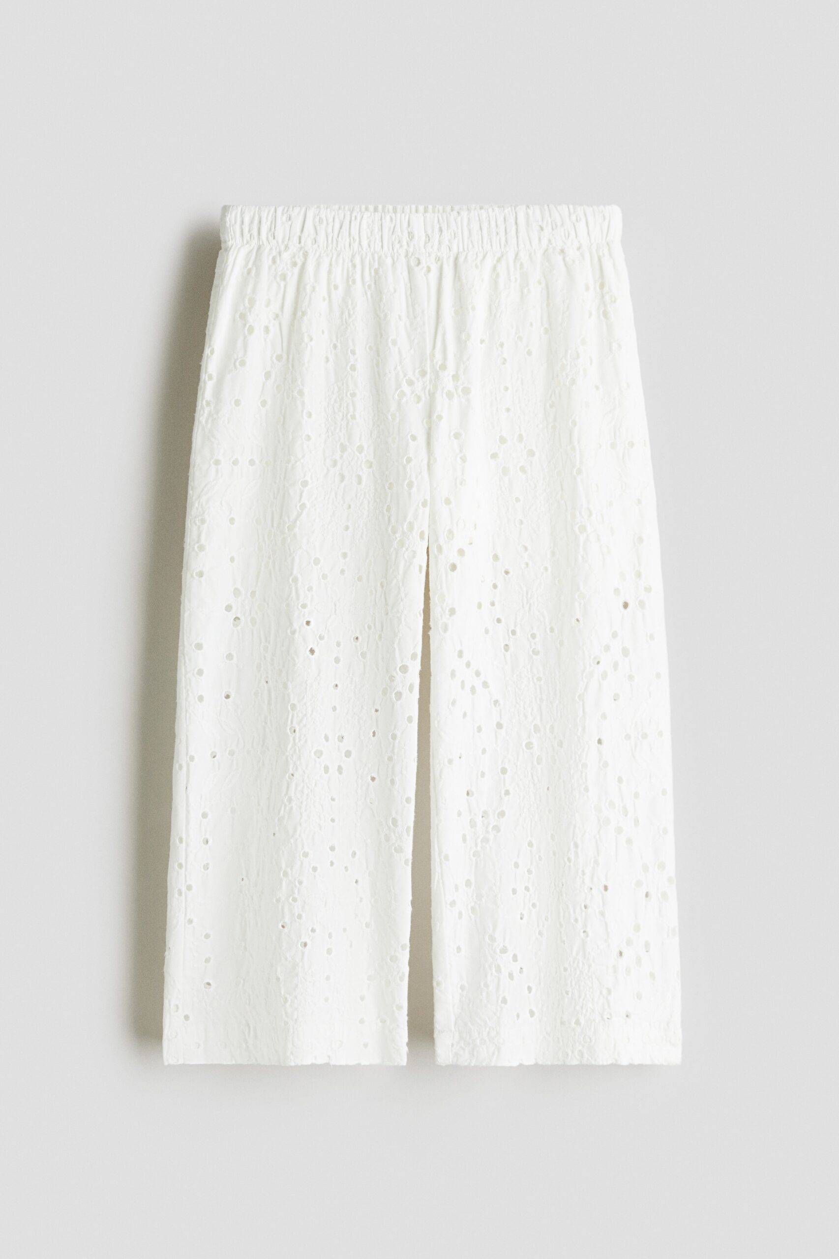 H & M - Wijde broek met broderie anglaise - Wit