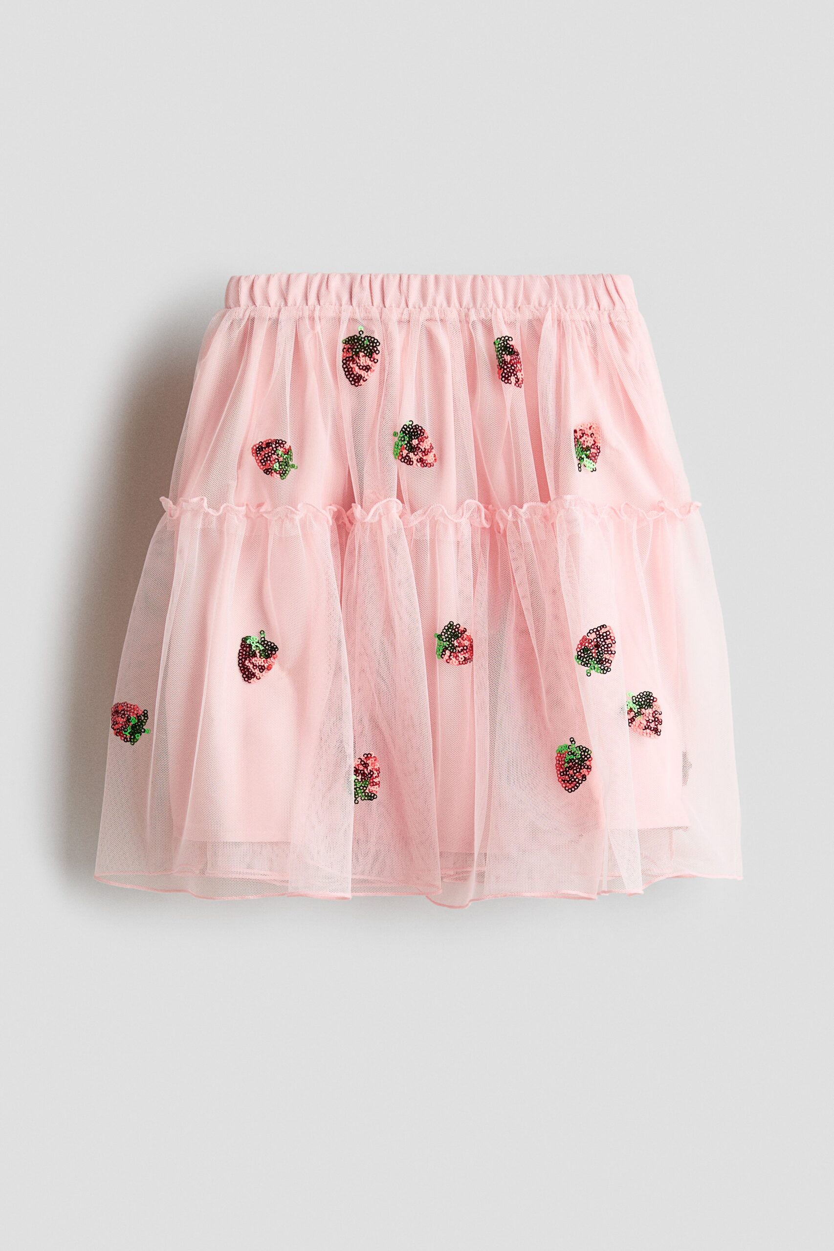 H & M - Tulen rok met pailletten - Lichtroze/Aardbeien