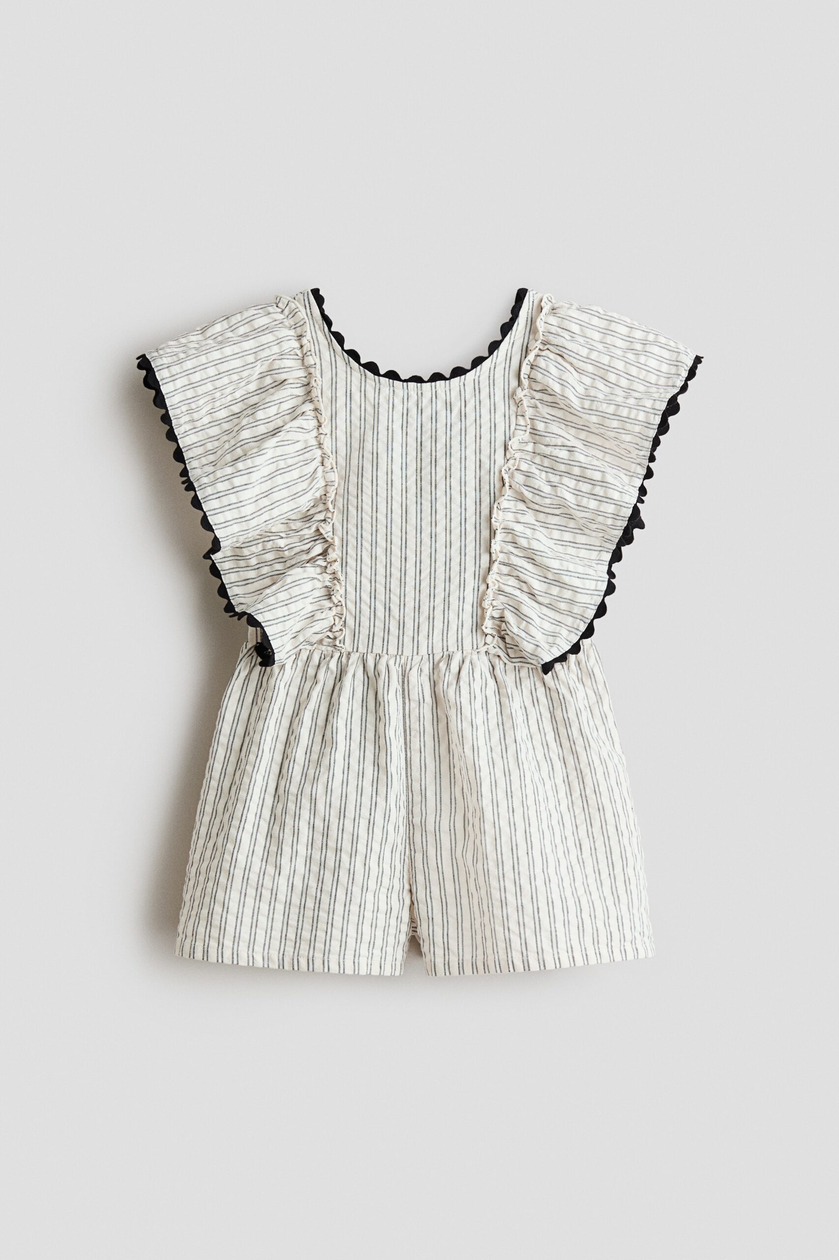 H & M - Katoenen jumpsuit - Roomwit/Zwart Gestreept
