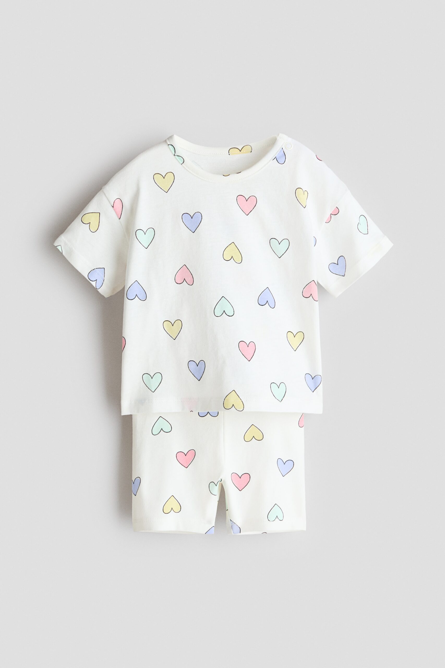 H & M - Tweedelige katoenen set - Wit/Hartjes