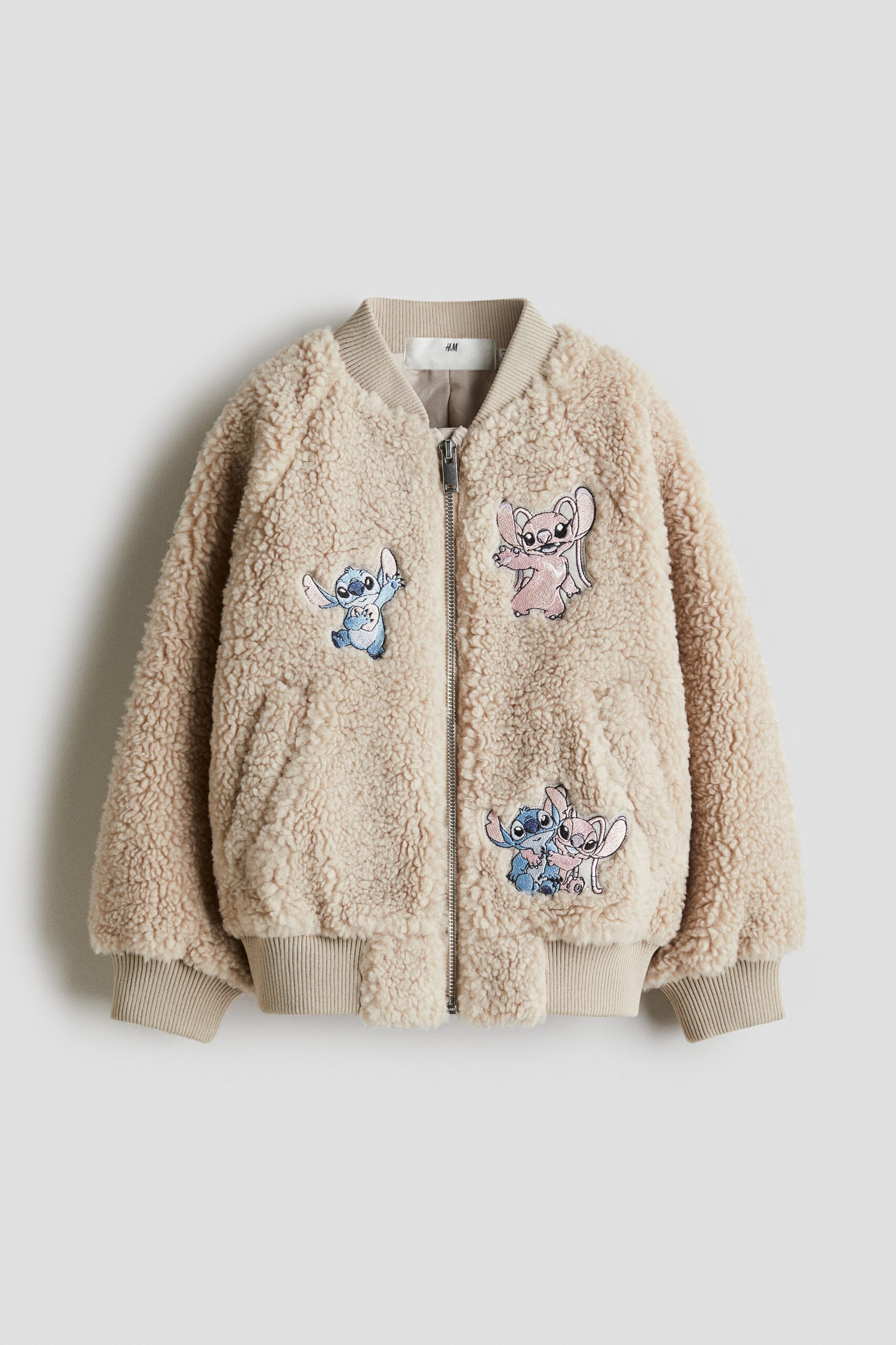 H & M - Teddy pilotenjack met applicaties - Lichtbeige/Lilo & Stitch