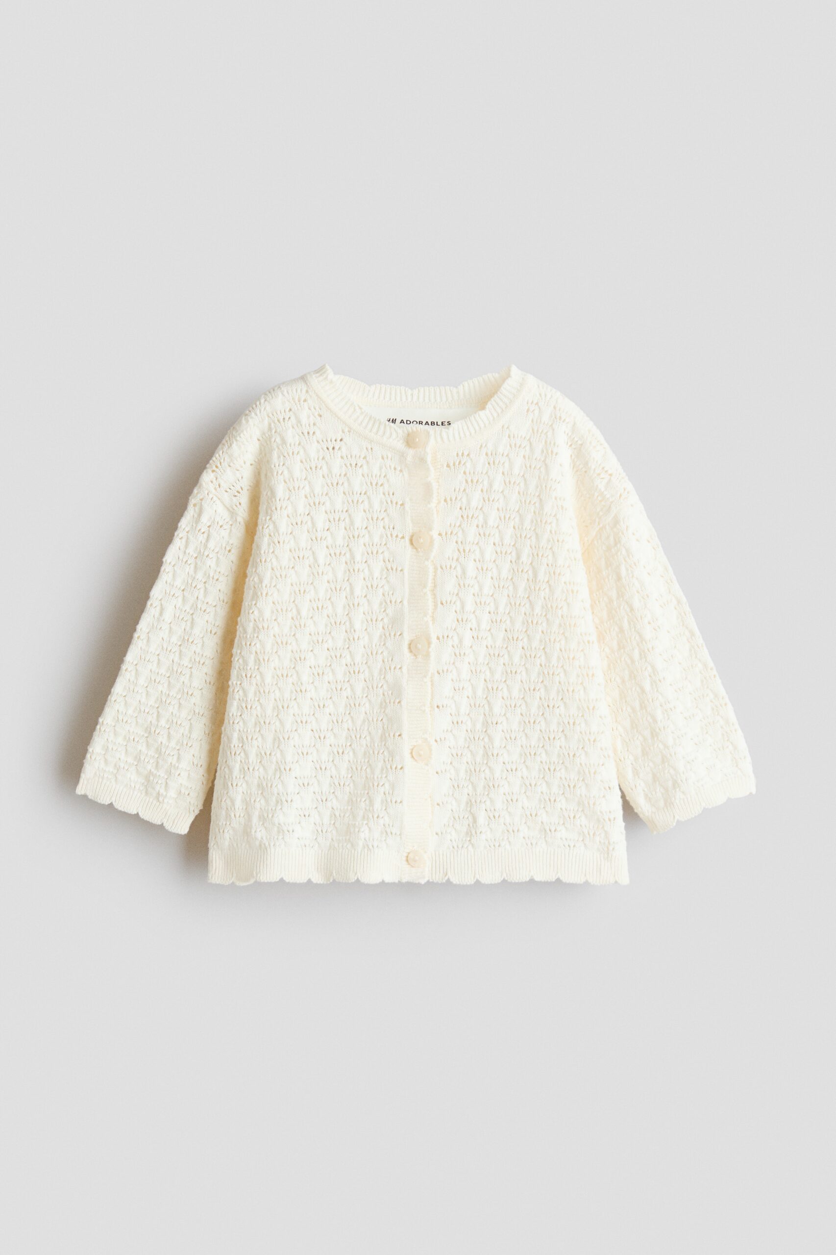 H & M - Ajourgebreid katoenen vest - Roomwit