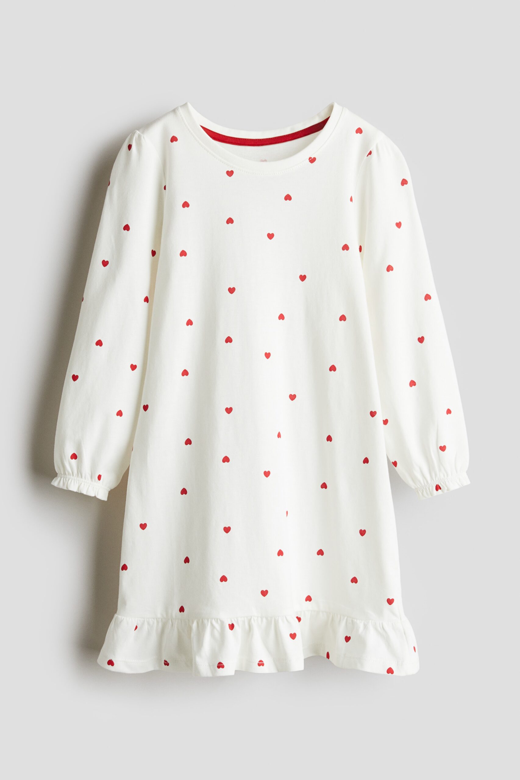 H & M - Nachthemd met volants - Wit/Hartjes