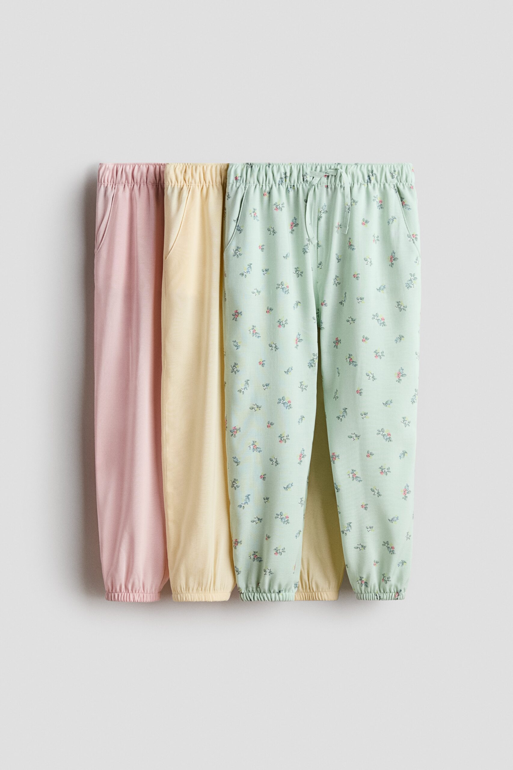 H & M - Set van 3 joggers - Lichtgeel/Bloemen