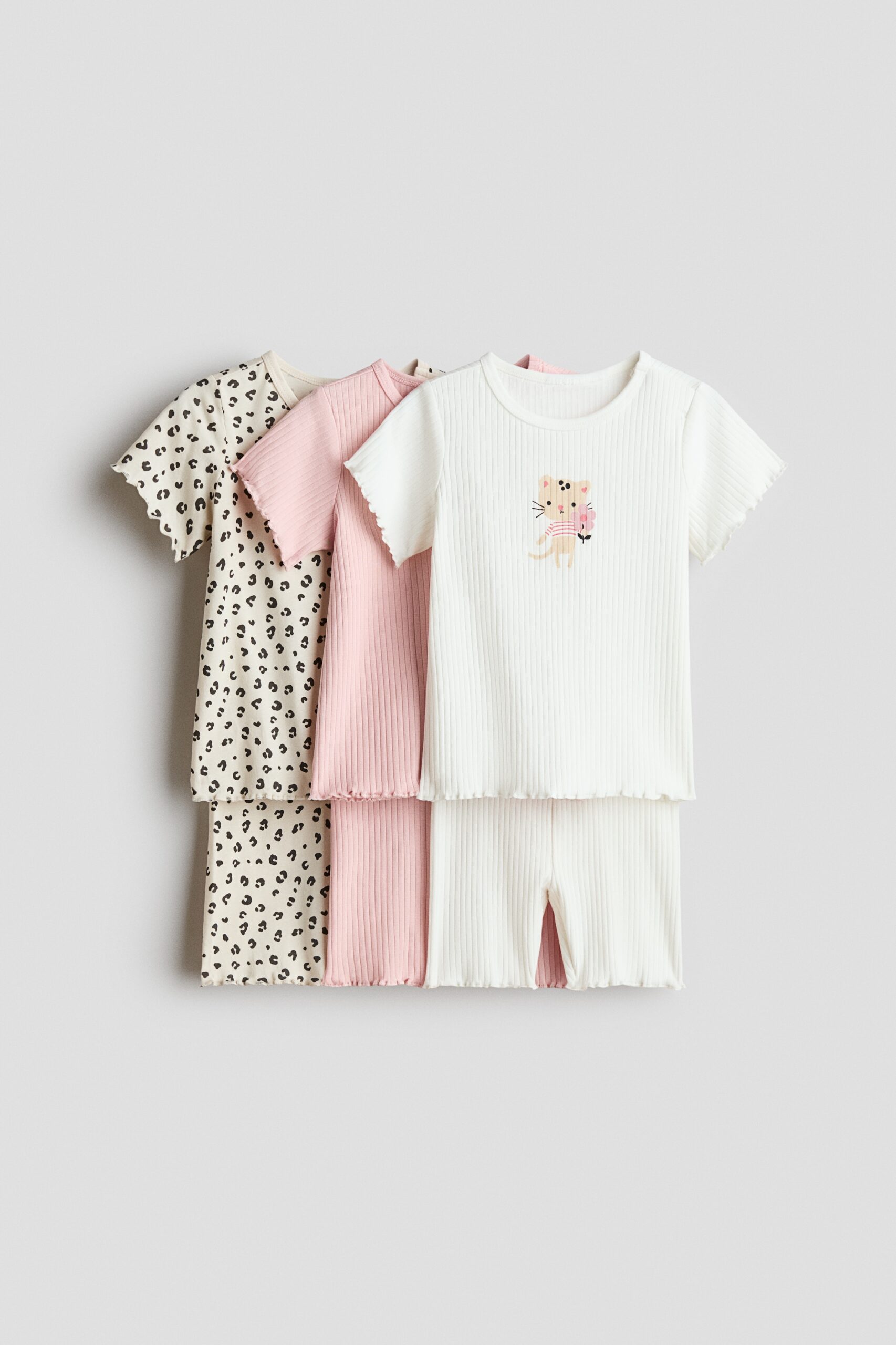 H & M - Set van 3 katoenen pyjama's - Lichtroze/Ballerina