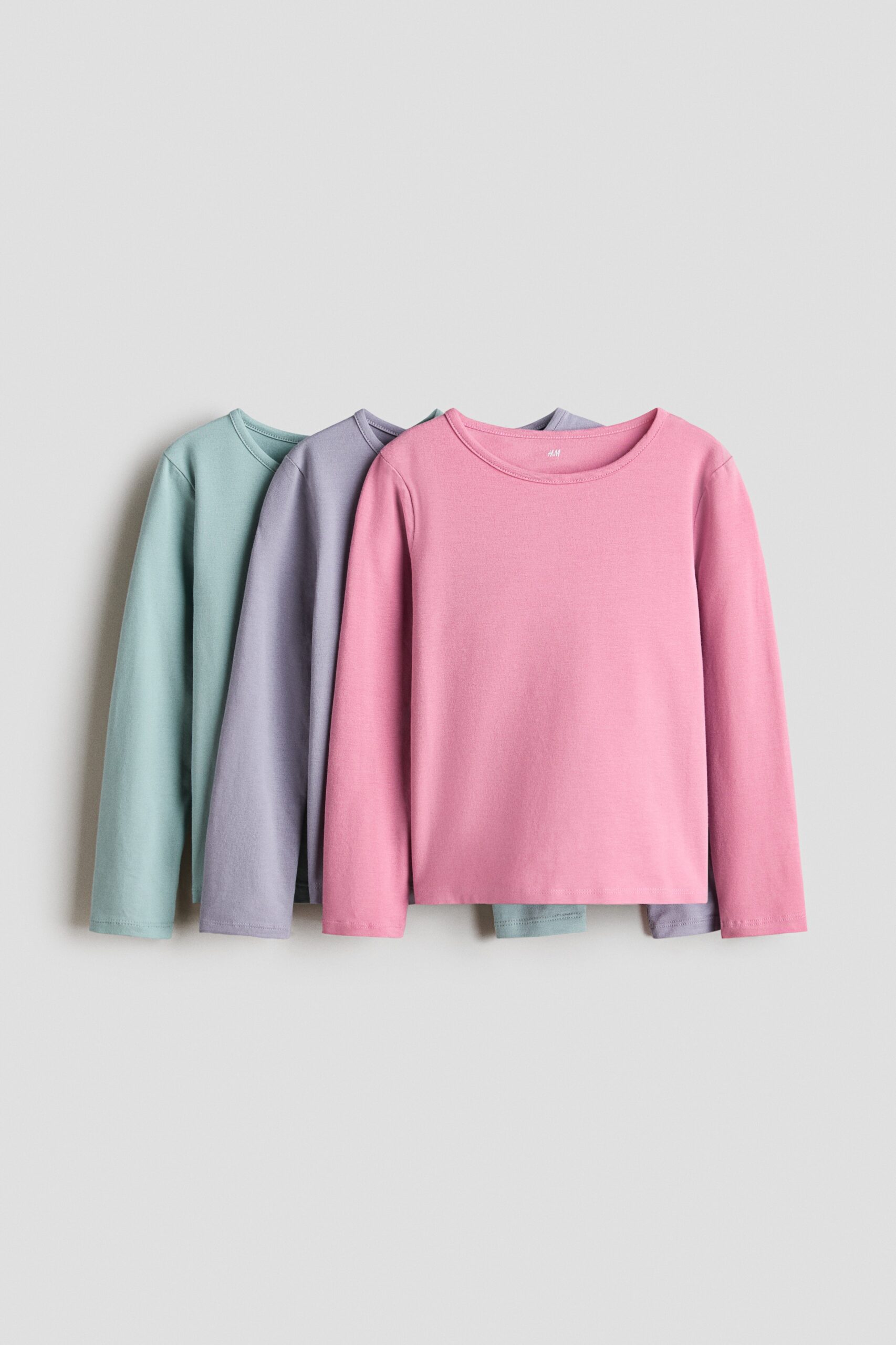 H & M - Set van 3 katoenen tops - Turkoois/Lila/Roze