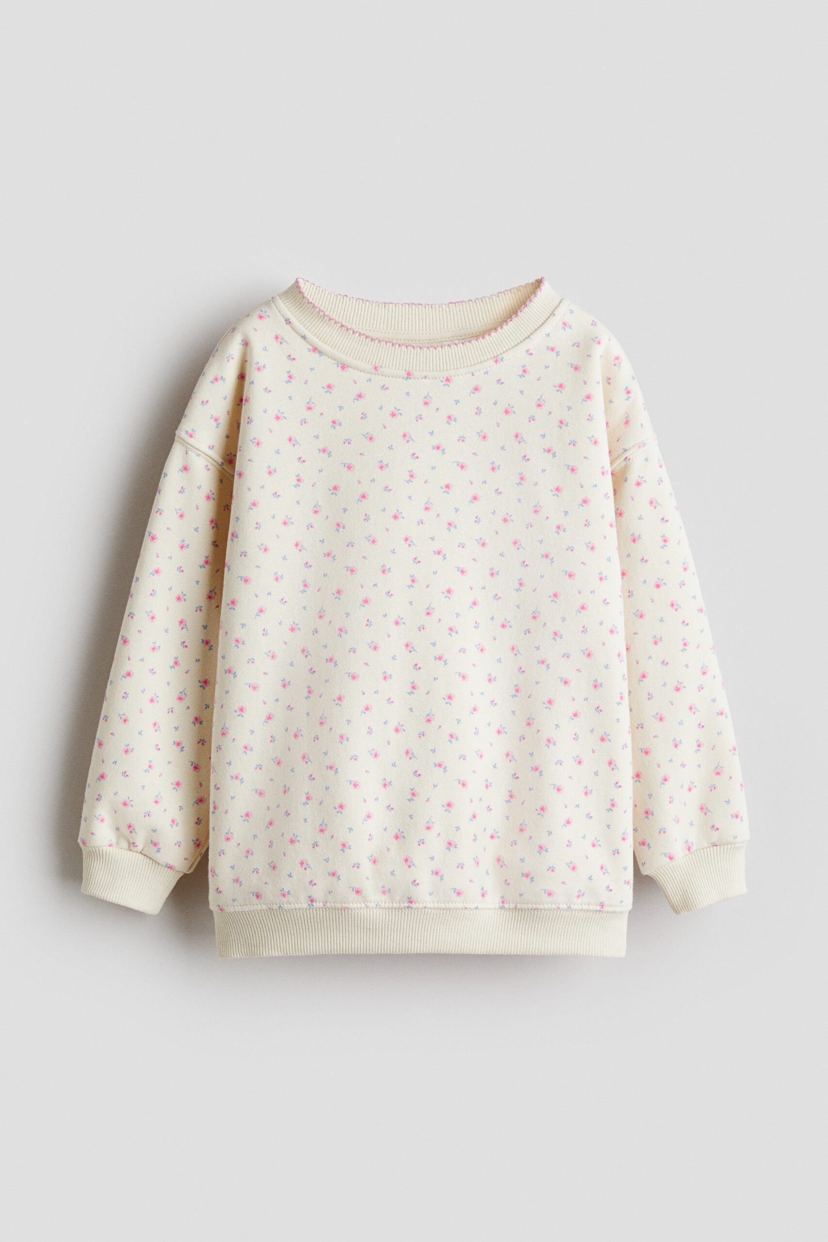 H & M - Sweater met print - Lichtbeige/Bloemen