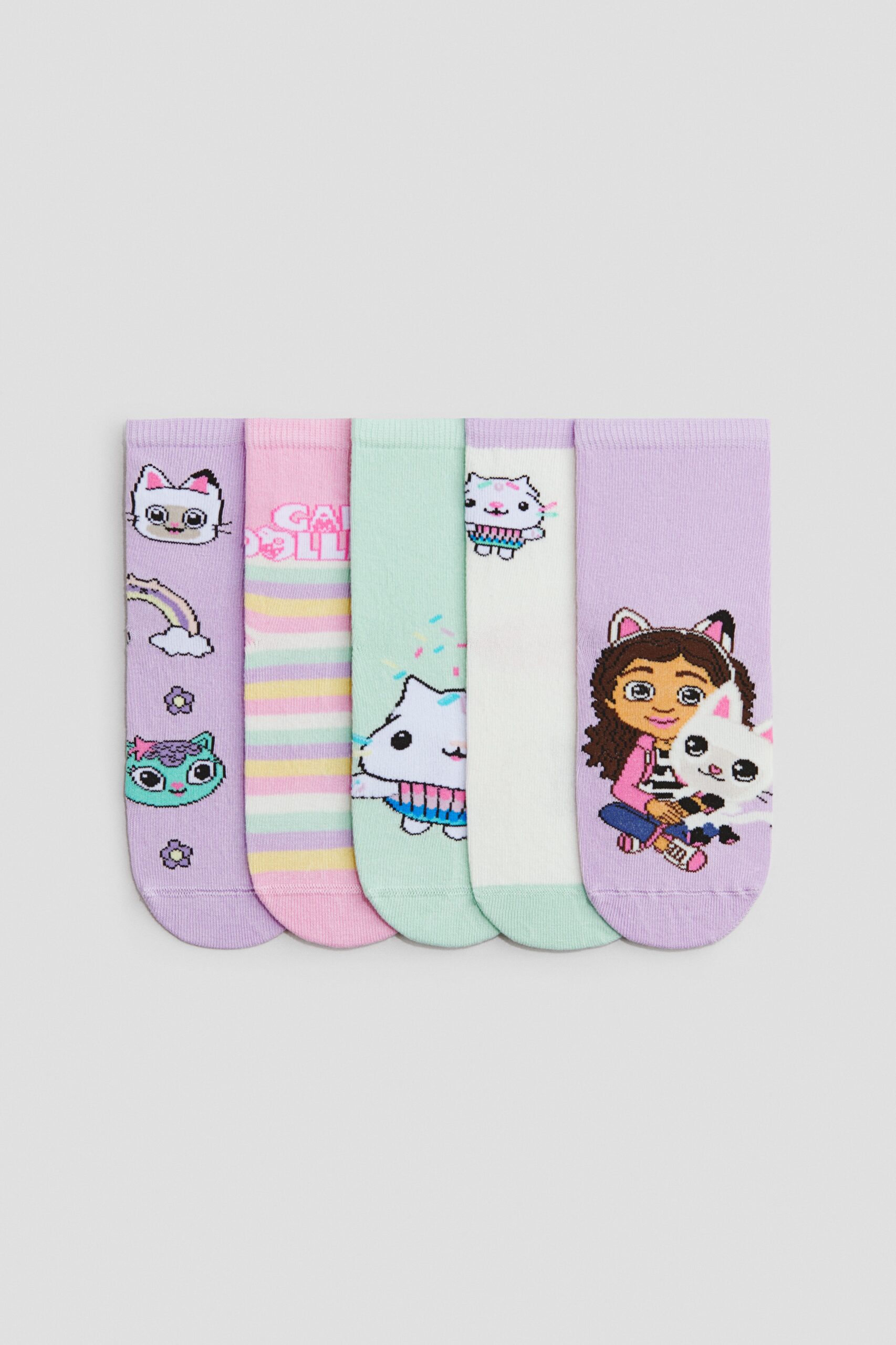 H & M - 5 paar sokken met motief - Paars/Gabby's Poppenhuis