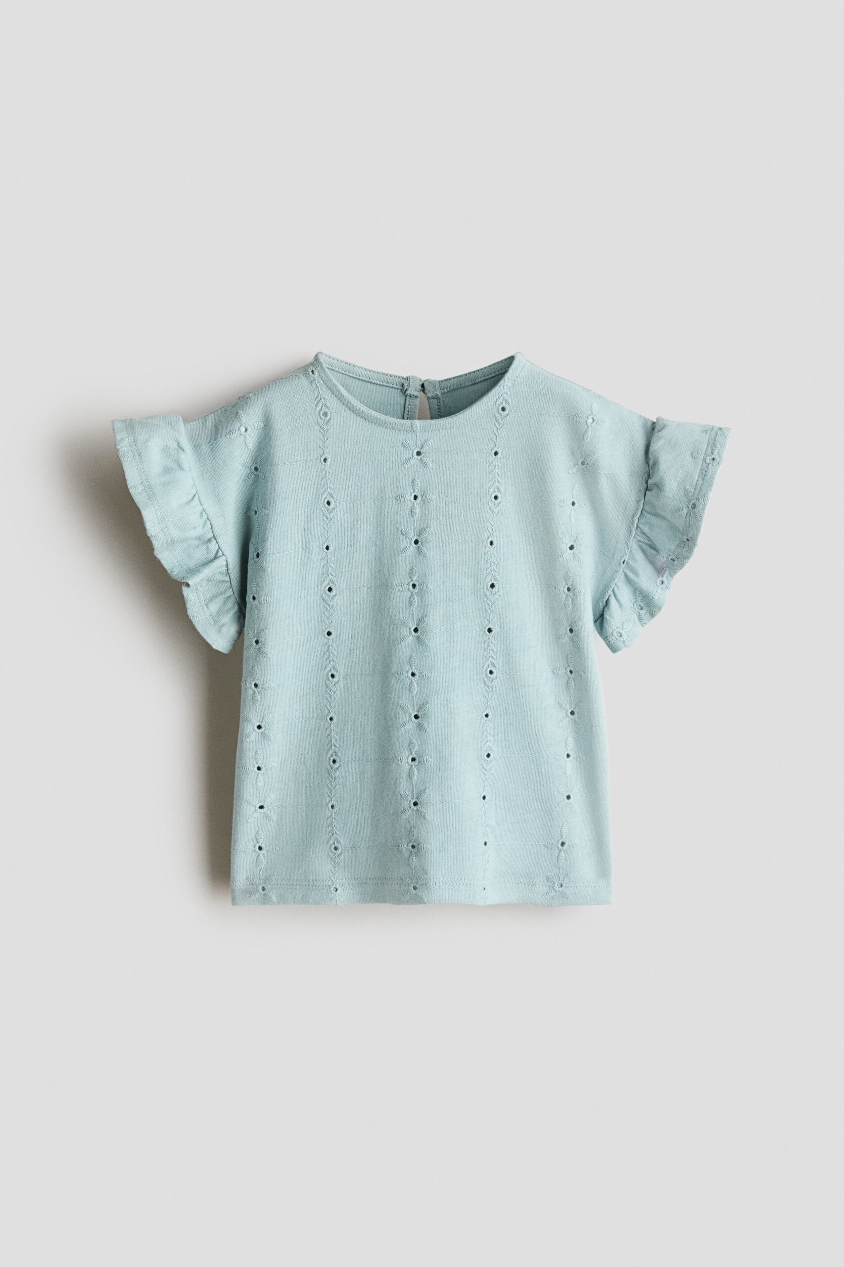 H & M - Volanttop met broderie anglaise - Turkoois