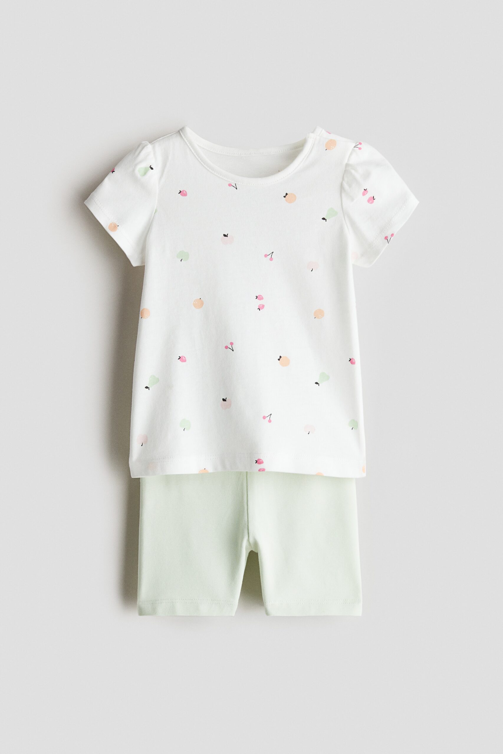H & M - Tweedelige set van katoenen tricot - Lichtgroen/Fruit