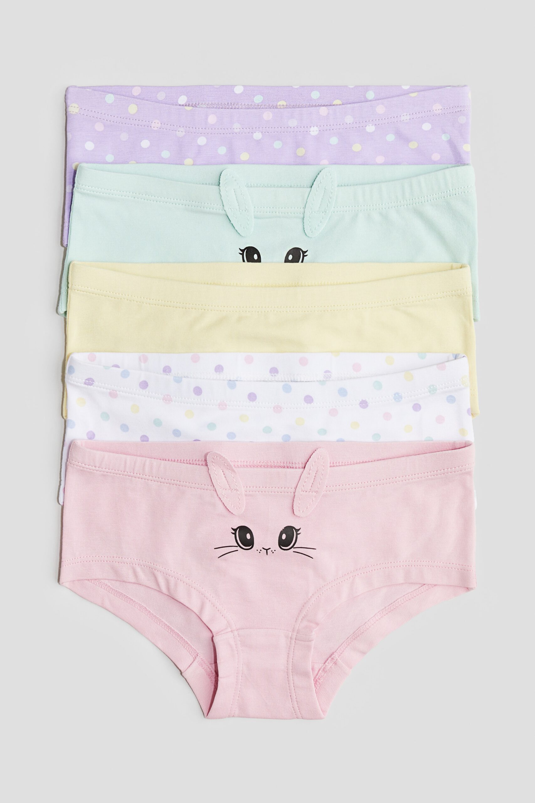 H & M - Set van 5 hipsters - Lichtroze/Konijntjes