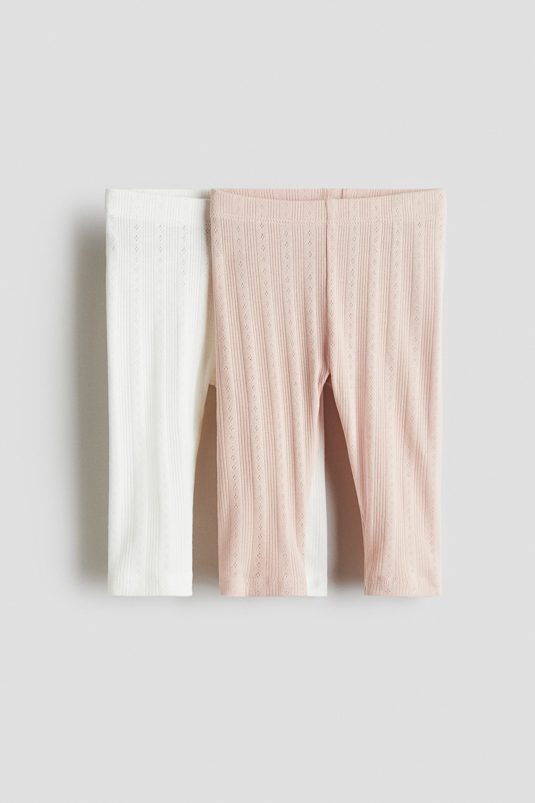 H & M - Set van 2 leggings - Lichtroze/Wit