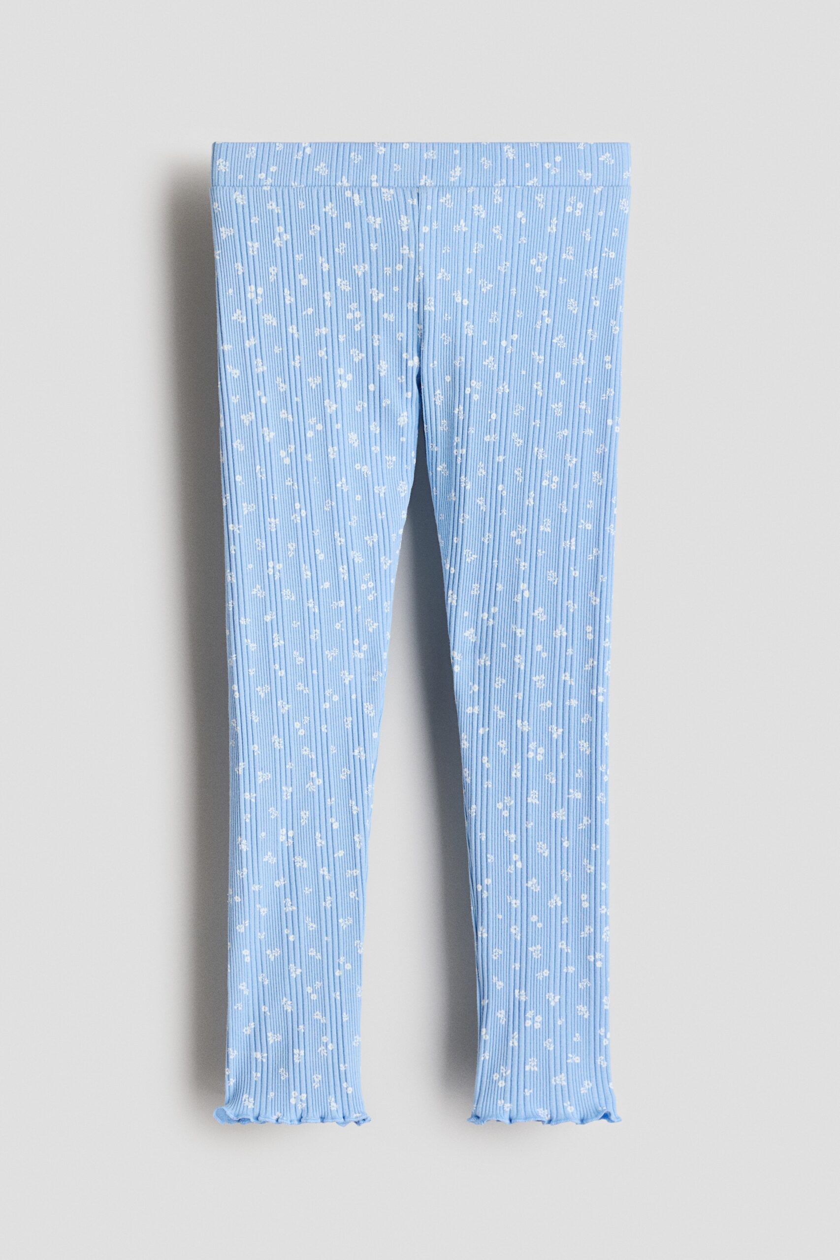 H & M - Geribde katoenen legging - Blauw/Bloemen