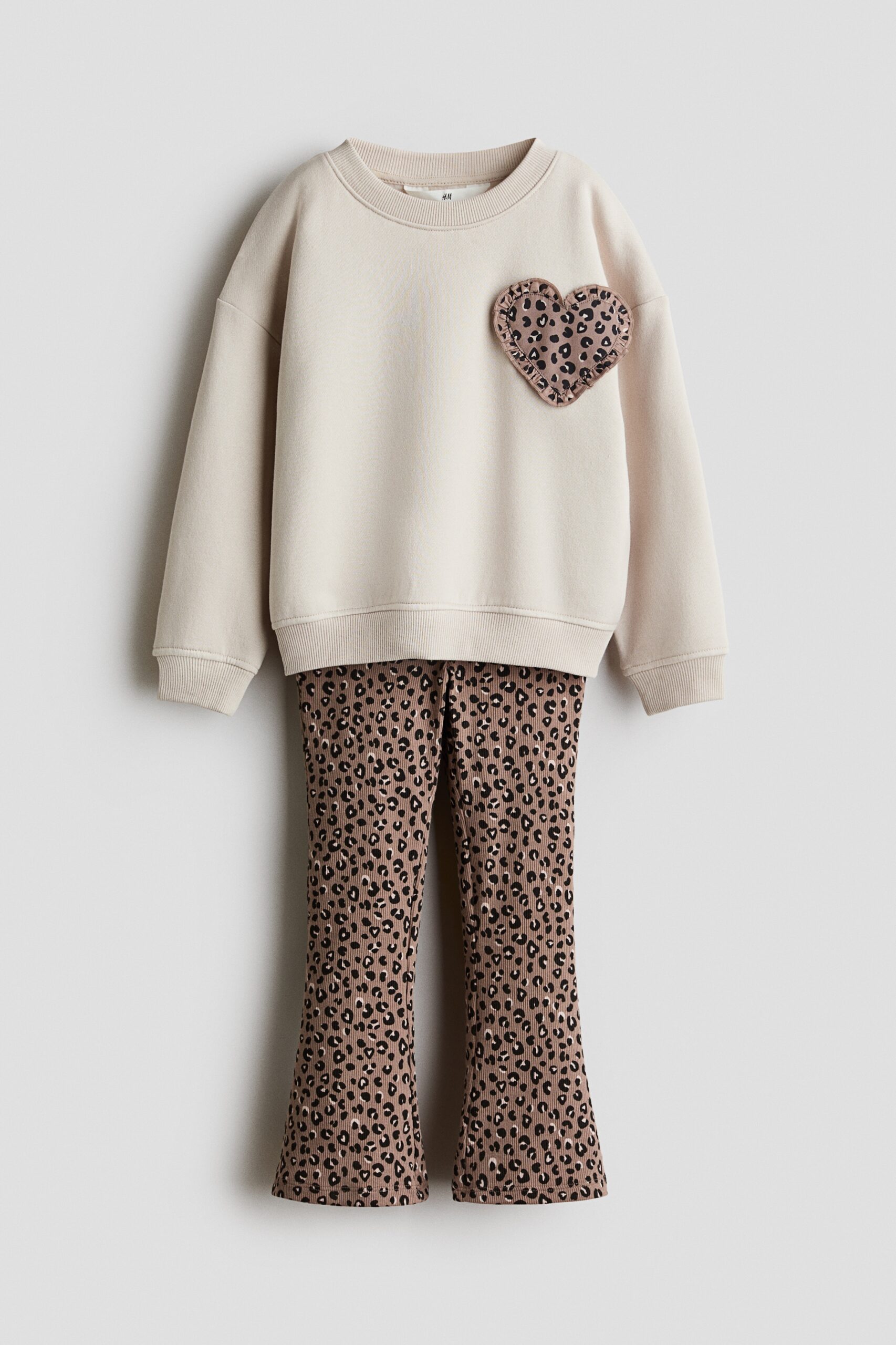 H & M - Tweedelige set met applicatie - Lichtbeige/Luipaarddessin