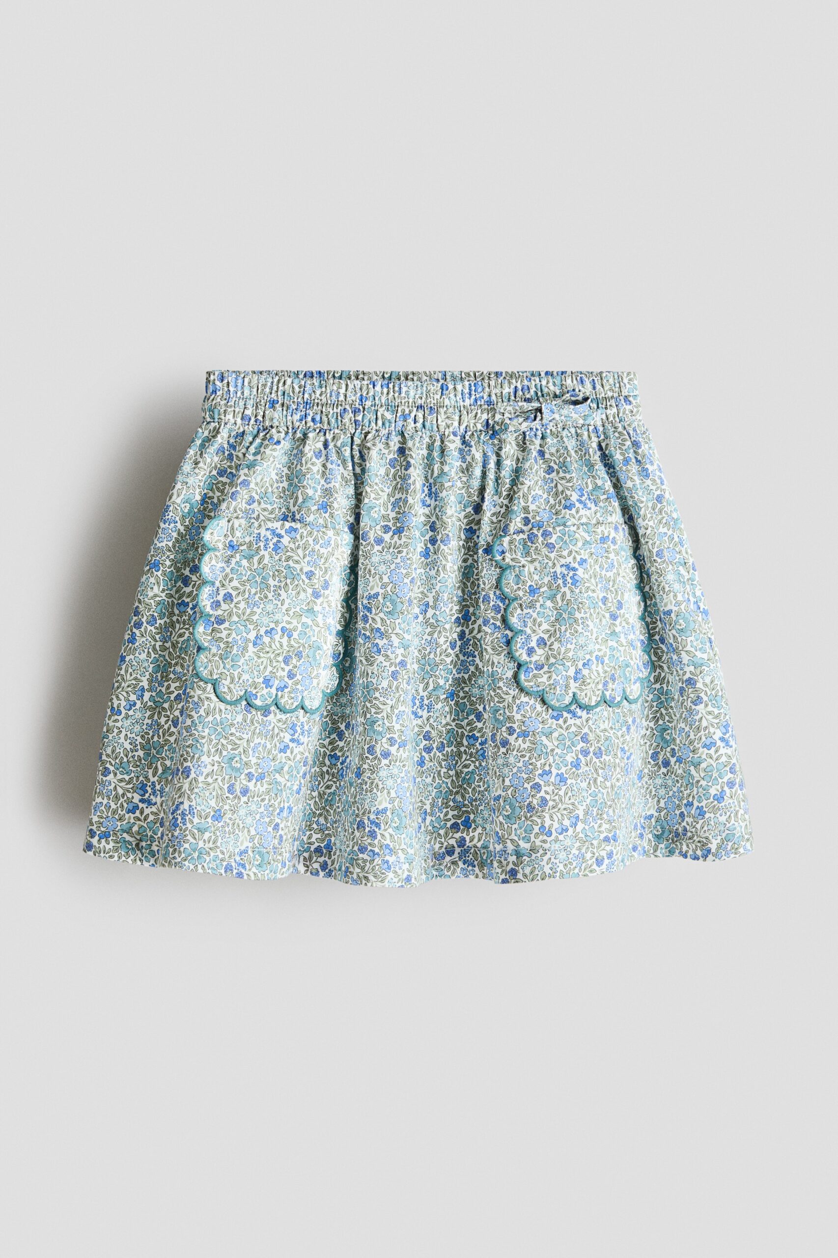 H & M - Popeline rok met bloemenprint - Lichtturkoois/Bloemen