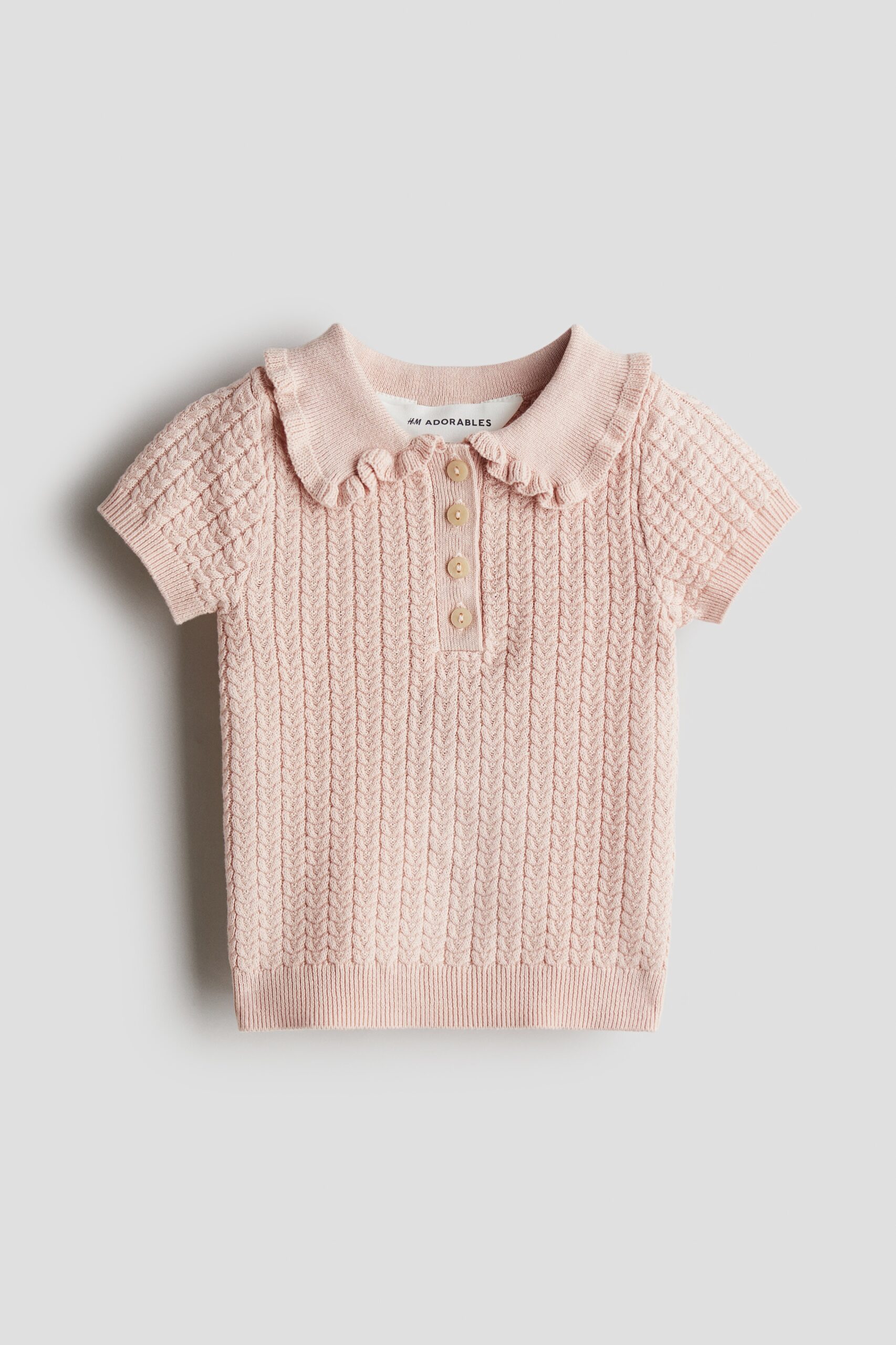 H & M - Kabelgebreide katoenen top - Lichtroze