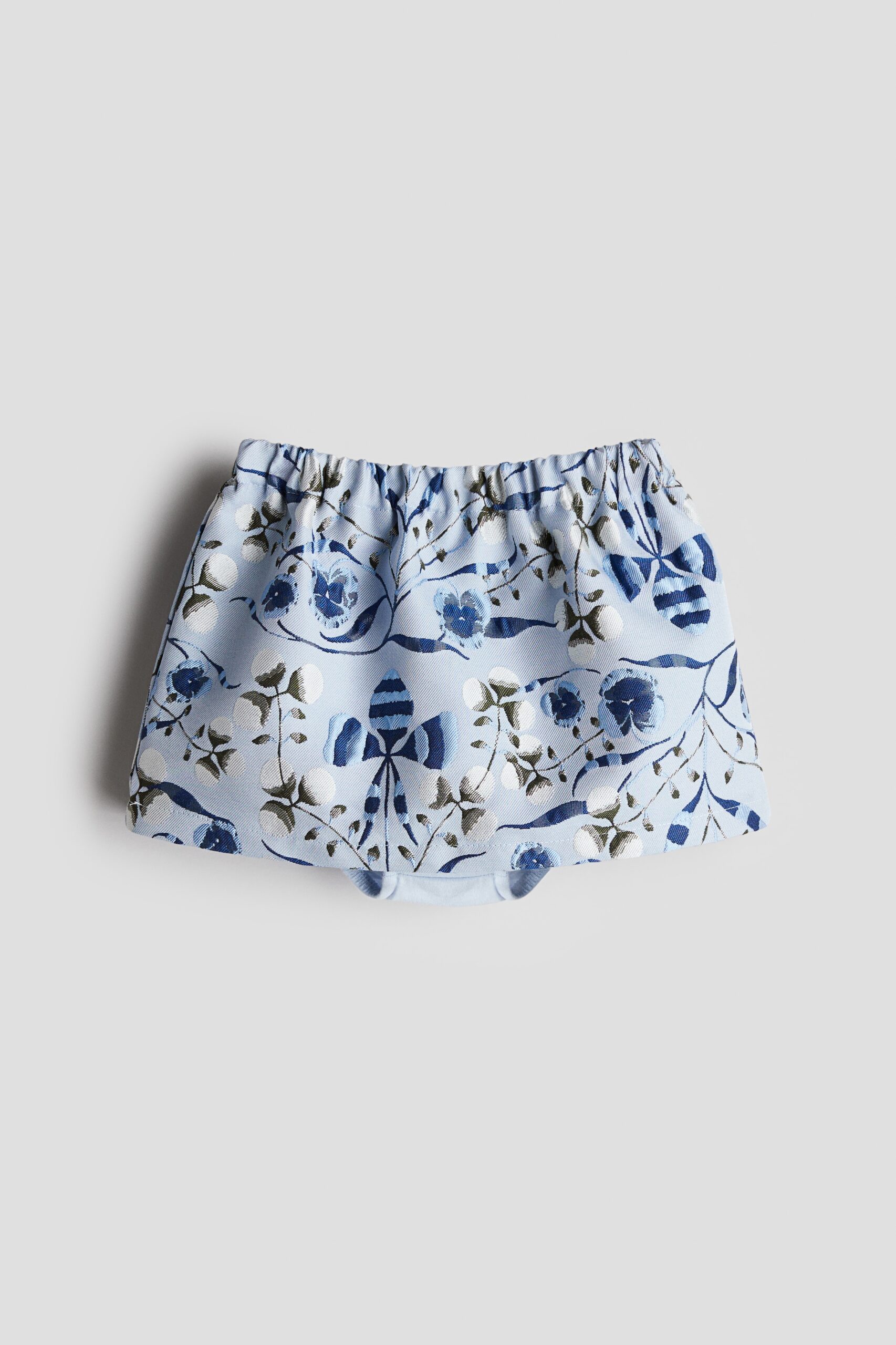H & M - Jacquardgeweven rok met dessin - Lichtblauw/Bloemen