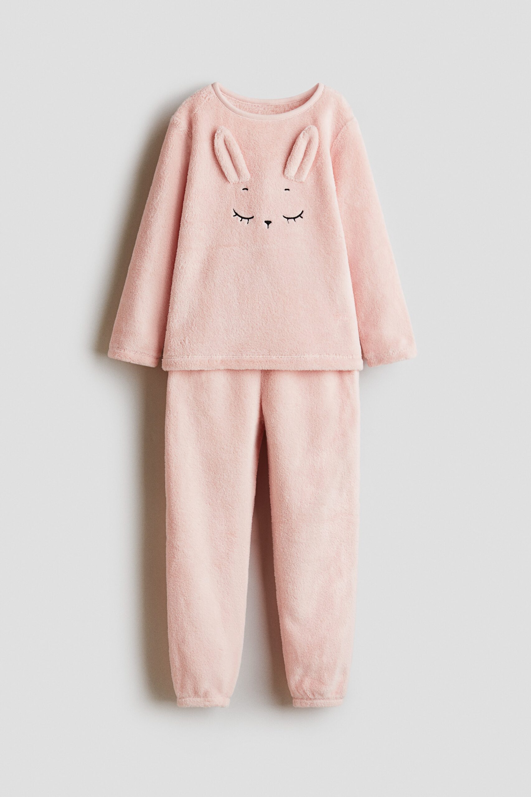 H & M - Teddy pyjama met applicaties - Lichtroze/Konijntje