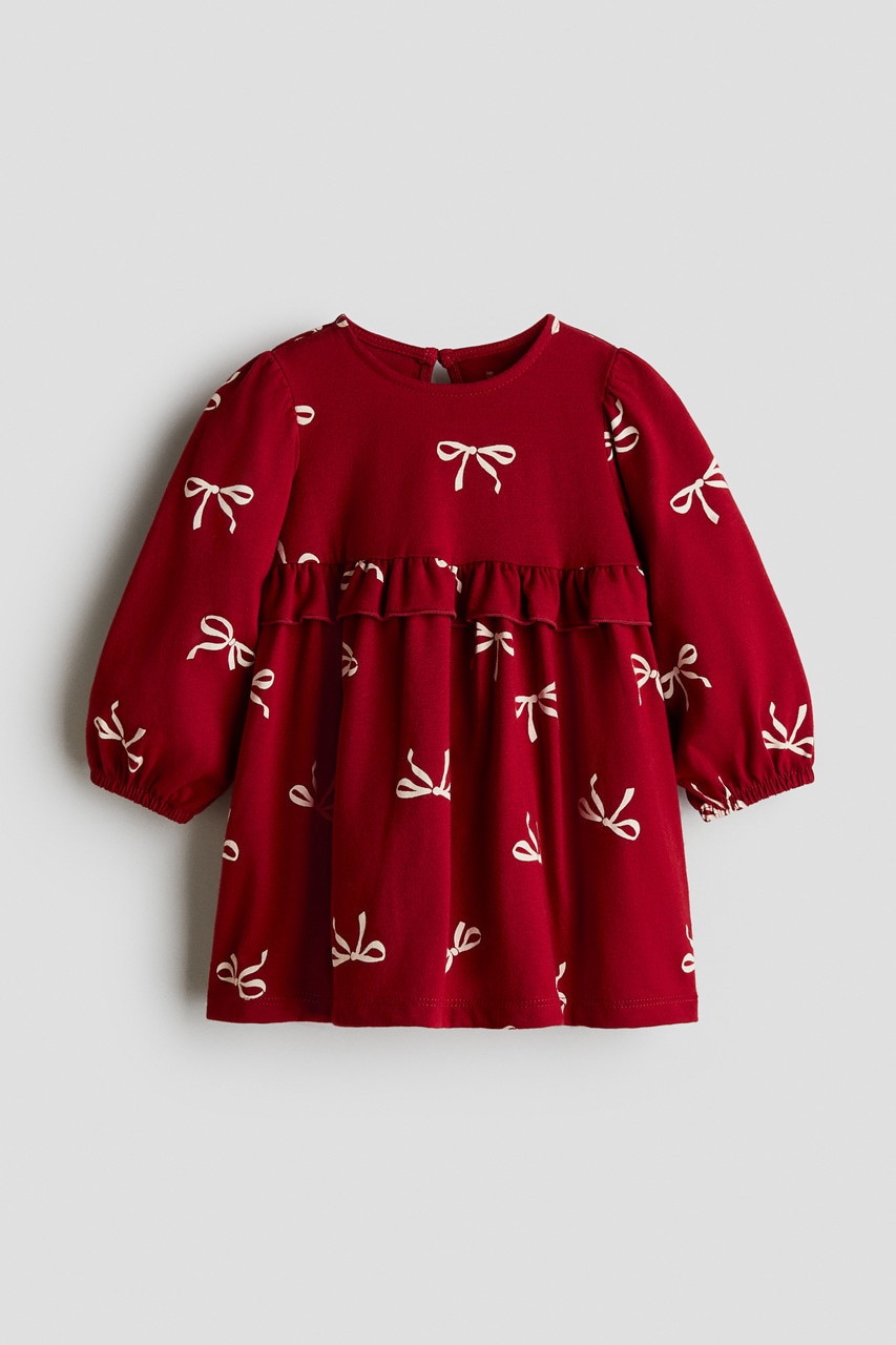 H & M - Katoenen jurk met print - Rood/Strikken