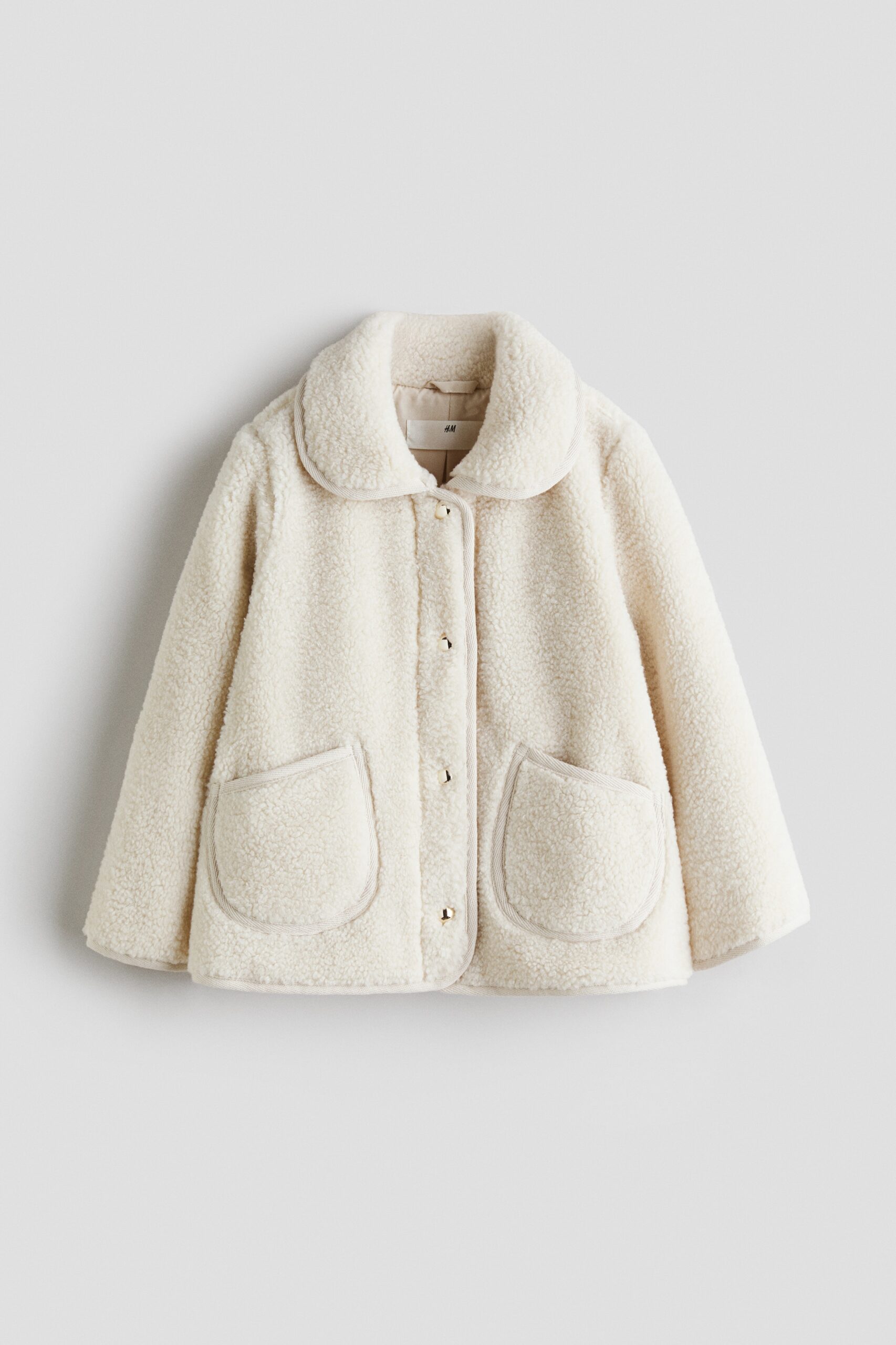 H & M - Teddy jasje met kraag - Roomwit