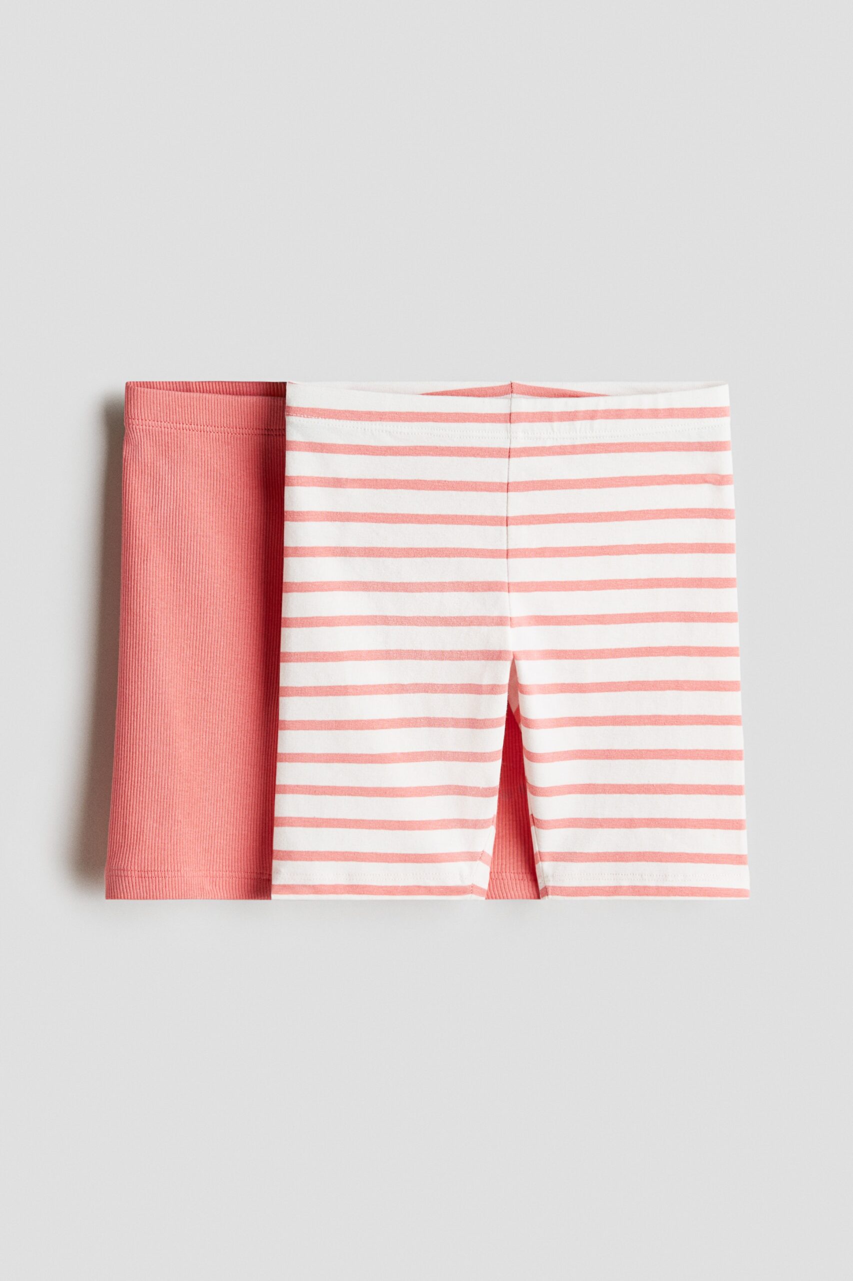 H & M - Set van 2 fietsshorts - Koraalroze/Gestreept