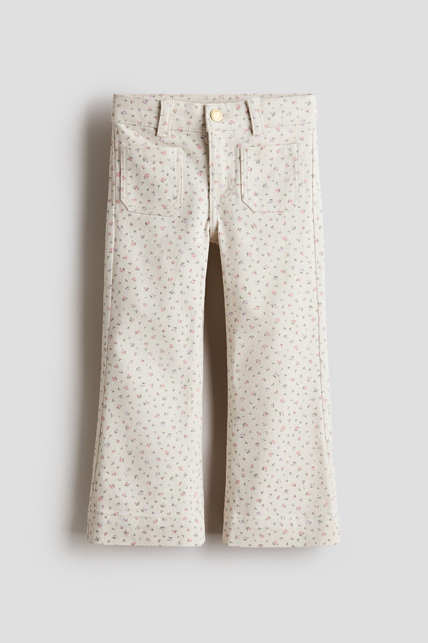 H & M - Flared jeans - Roomwit/Bloemen