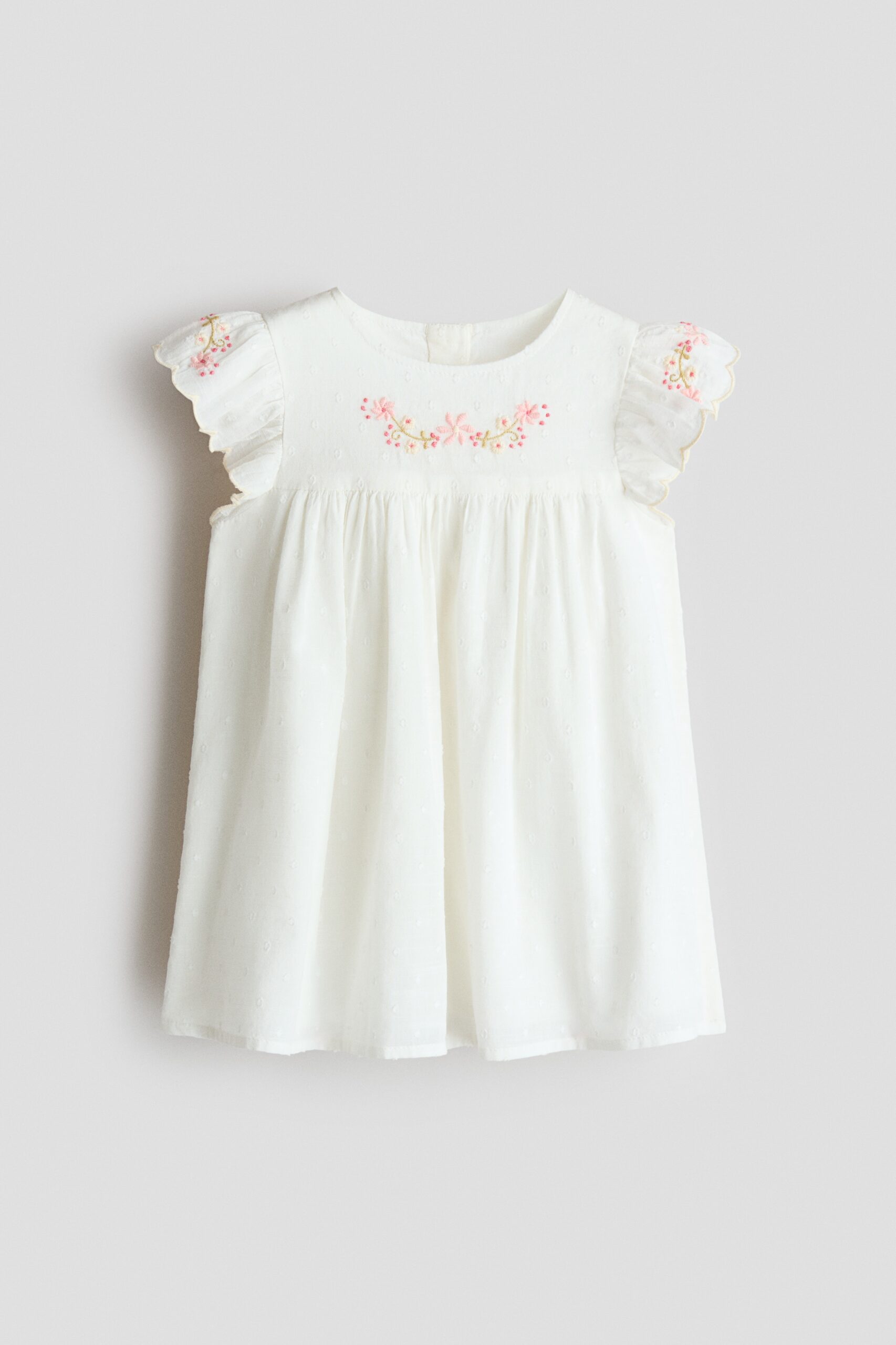 H & M - Katoenen jurk met borduursel - Wit