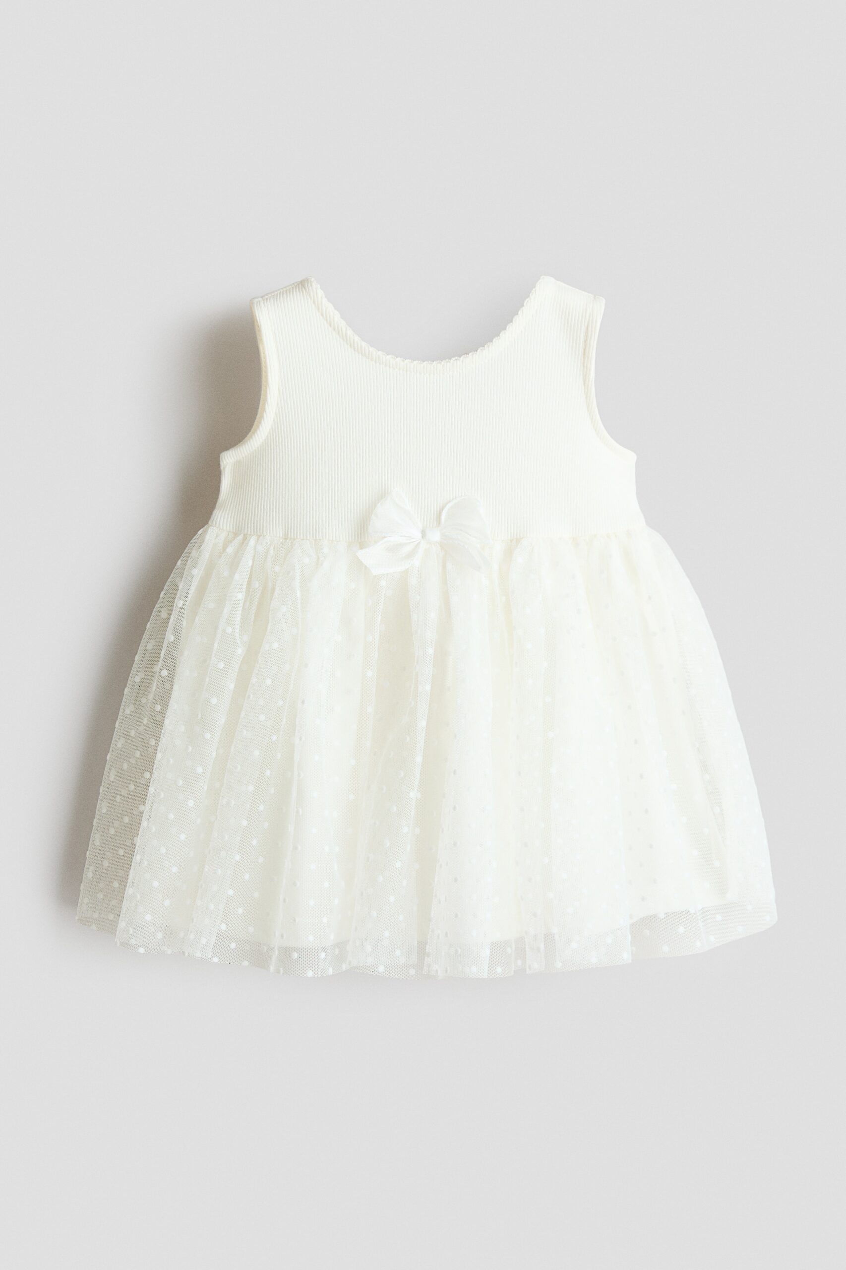H & M - Tricot jurk met tulen rok - Wit