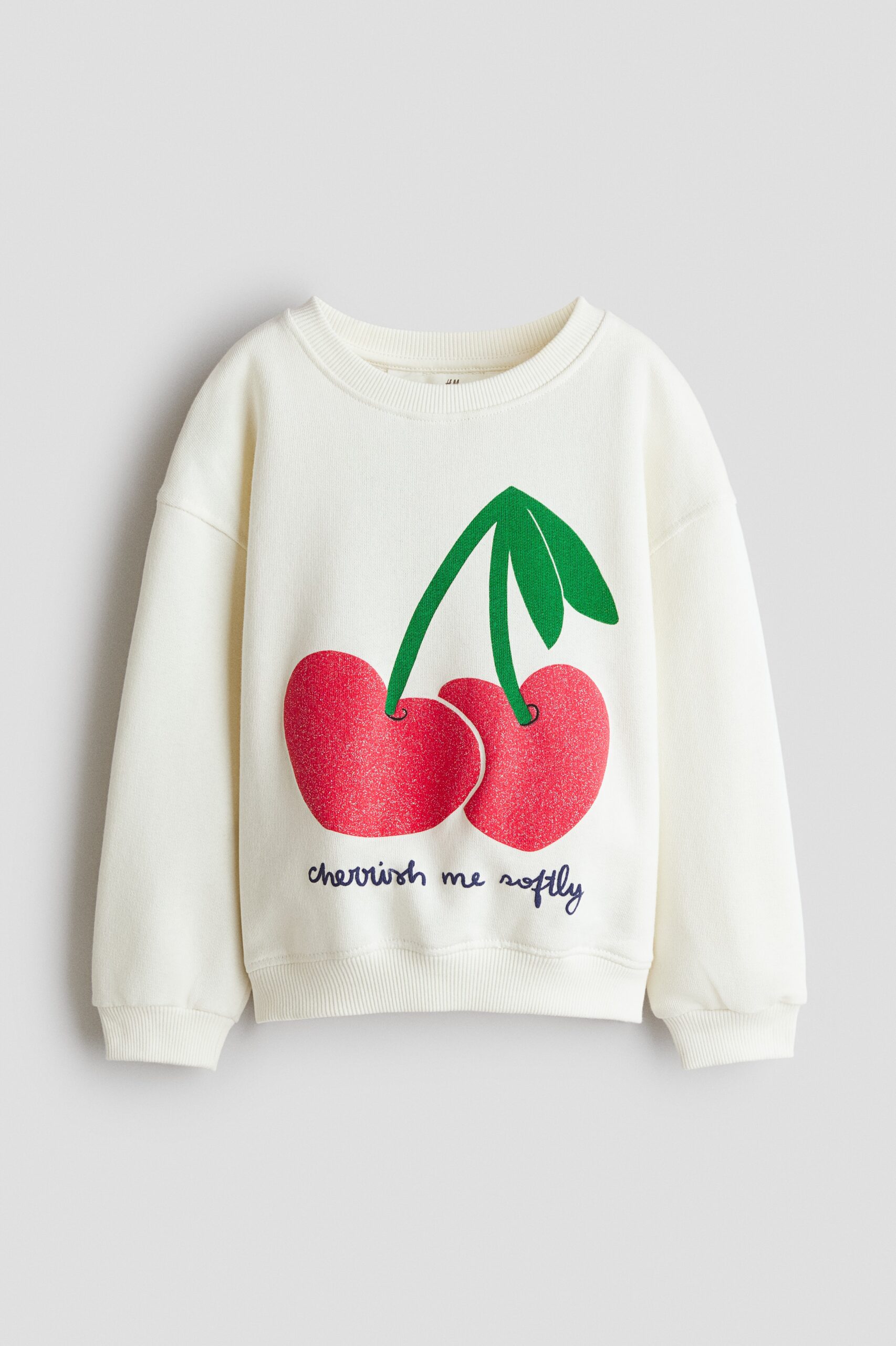 H & M - Sweater met motief en geruwde binnenkant - Wit/Kersen