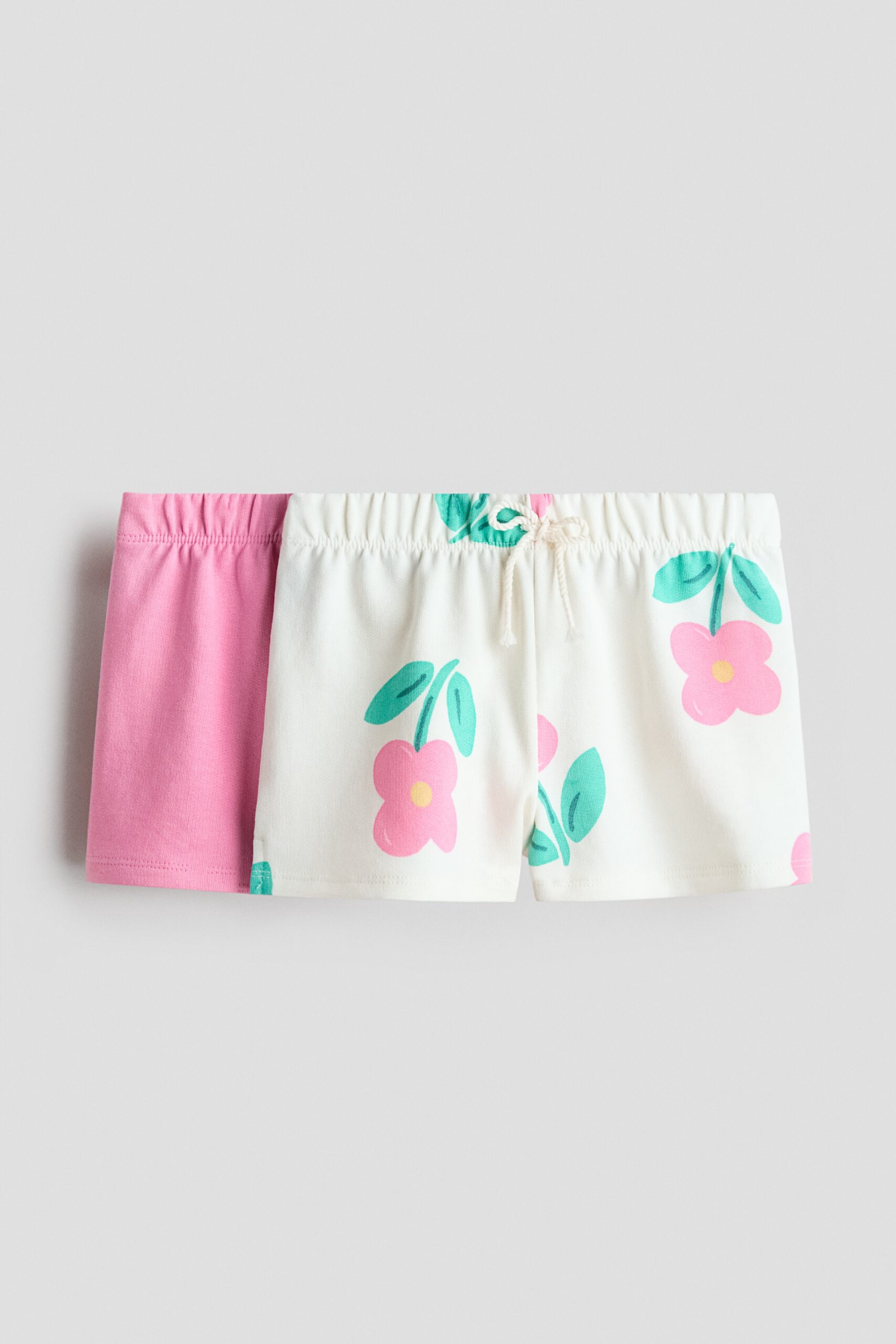 H & M - Set van 2 katoenen sweatshorts - Wit/Dessin