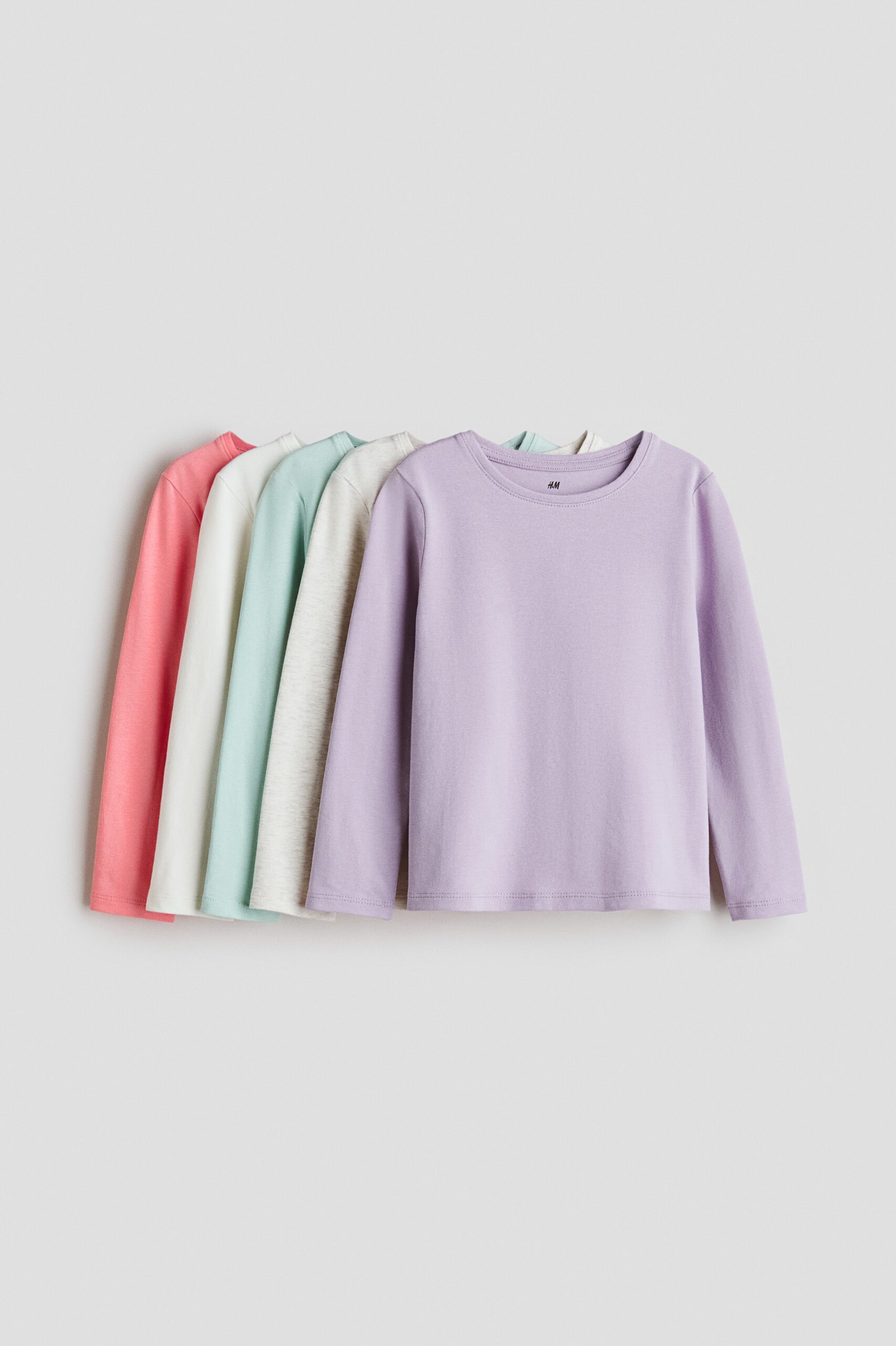 H & M - Set van 5 tricot tops - Lichtpaars/Mintgroen