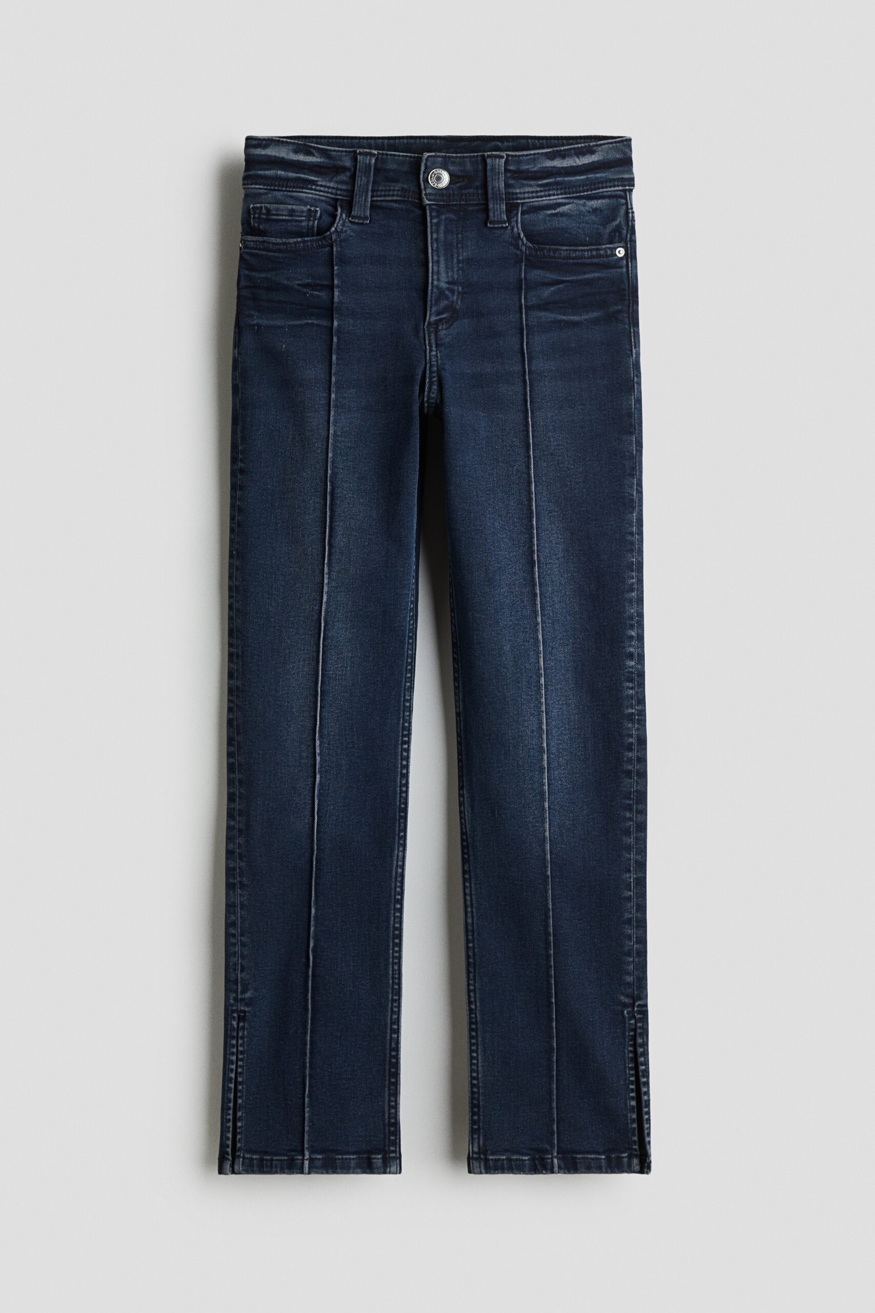 H & M - Slim Fit Jeans met plooitjes - Donker Denimblauw
